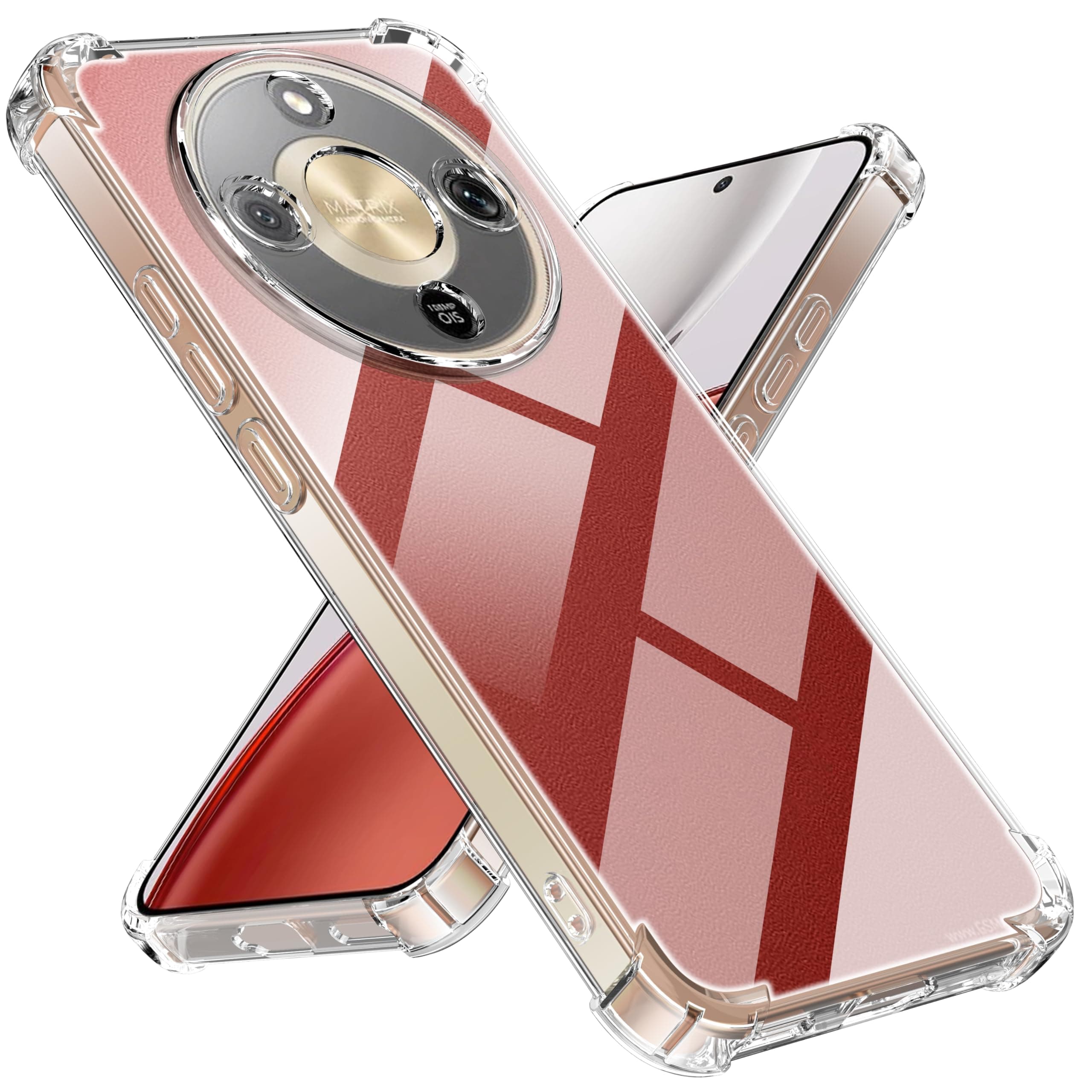 Tentoki Coque pour Honor Magic 8 Lite, [Coussin d'air Intégré] Anti-Jaunissement Souple TPU Bumper Coque Protection pour Magic 8 Lite,Protection de l'objectif améliorée,Transparente