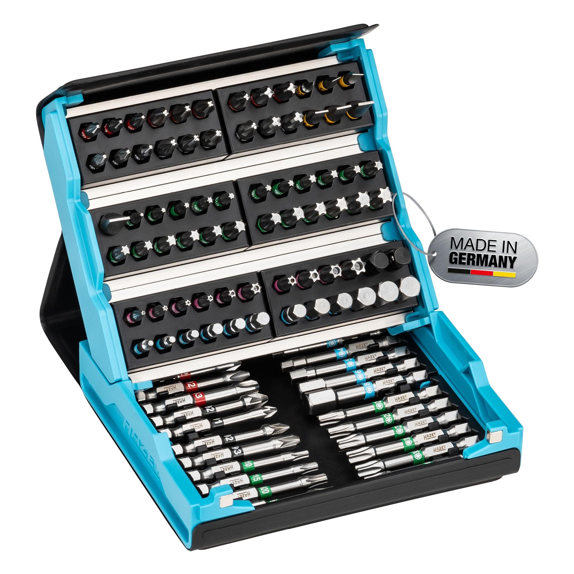 HAZET Smartcase Bit-Satz 2200SC-3 I 96-teilig, Antrieb: Sechskant 6,3 (1/4 Zoll), maximal viele Werkzeuge auf kleinstem Raum für beste Übersicht I klappbarer Werkzeug-Satz Made in Germany
