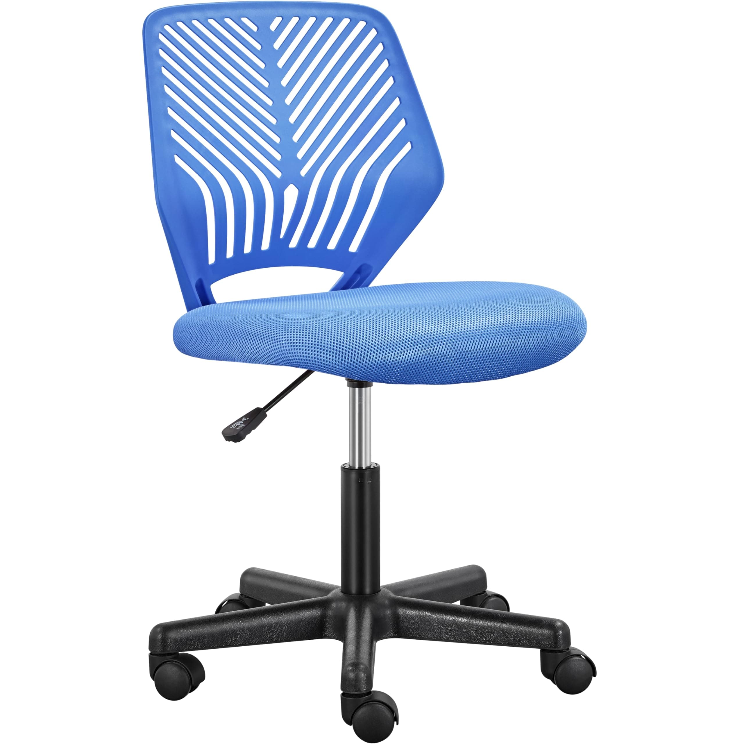 Yaheetech ergonomisch Schreibtischstuhl Bürostuhl ohne Armlehnen Drehstuhl mit Rücklehne Arbeitsstuhl höhenverstellbar 136 kg belastbar 50 x 55 x 79-92 cm Blau