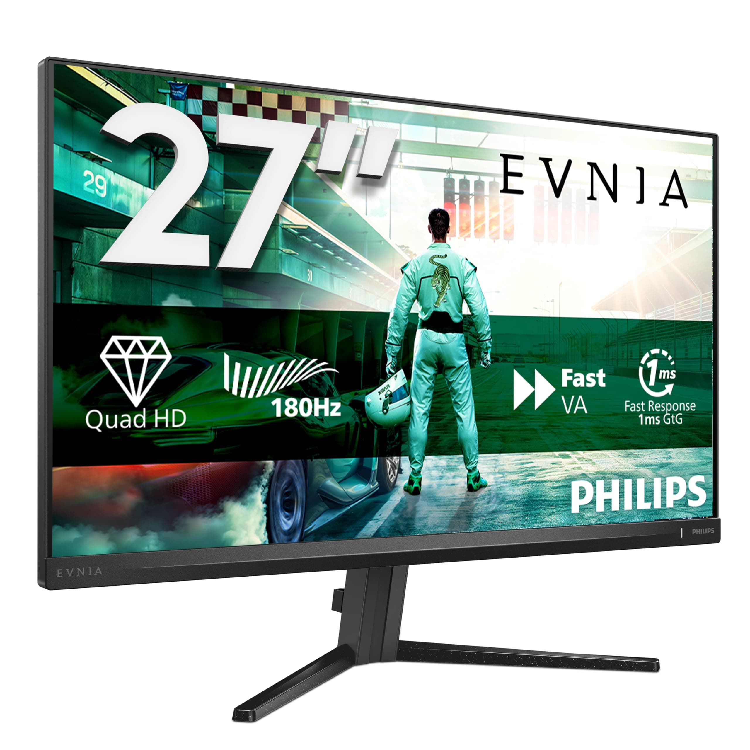 Philips Gaming Monitor 27M2N3500AM 27 pollici, , 2560x1440, WQHD, 180Hz, Fast VA Panel, 0.5ms MPRT, , (HDMI2x 2.0 DP 1x 1.4) Adaptive Sync, HDR10, FreeSync Premium, Grigio Scuro