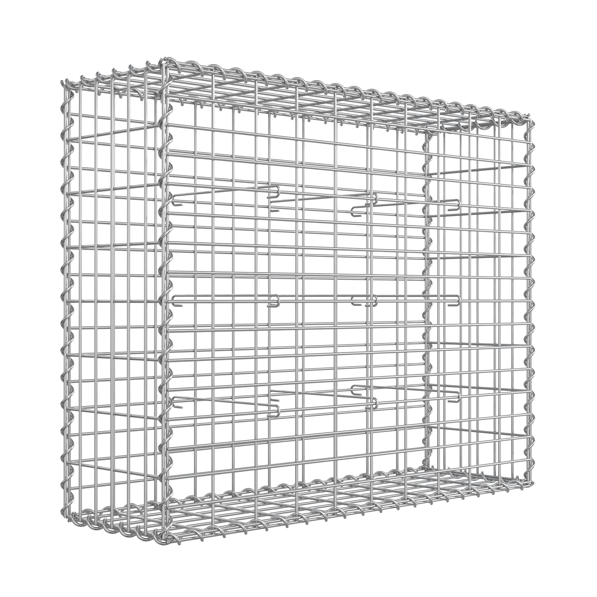 SONGMICS Gabion pour Pierre, Cage en Métal, Panier à Pierre, Maille 5 x 10 cm, Galvanisé, Mur, Paterre, Décoration de Jardin, 100 x 80 x 30 cm, Argent GGB183