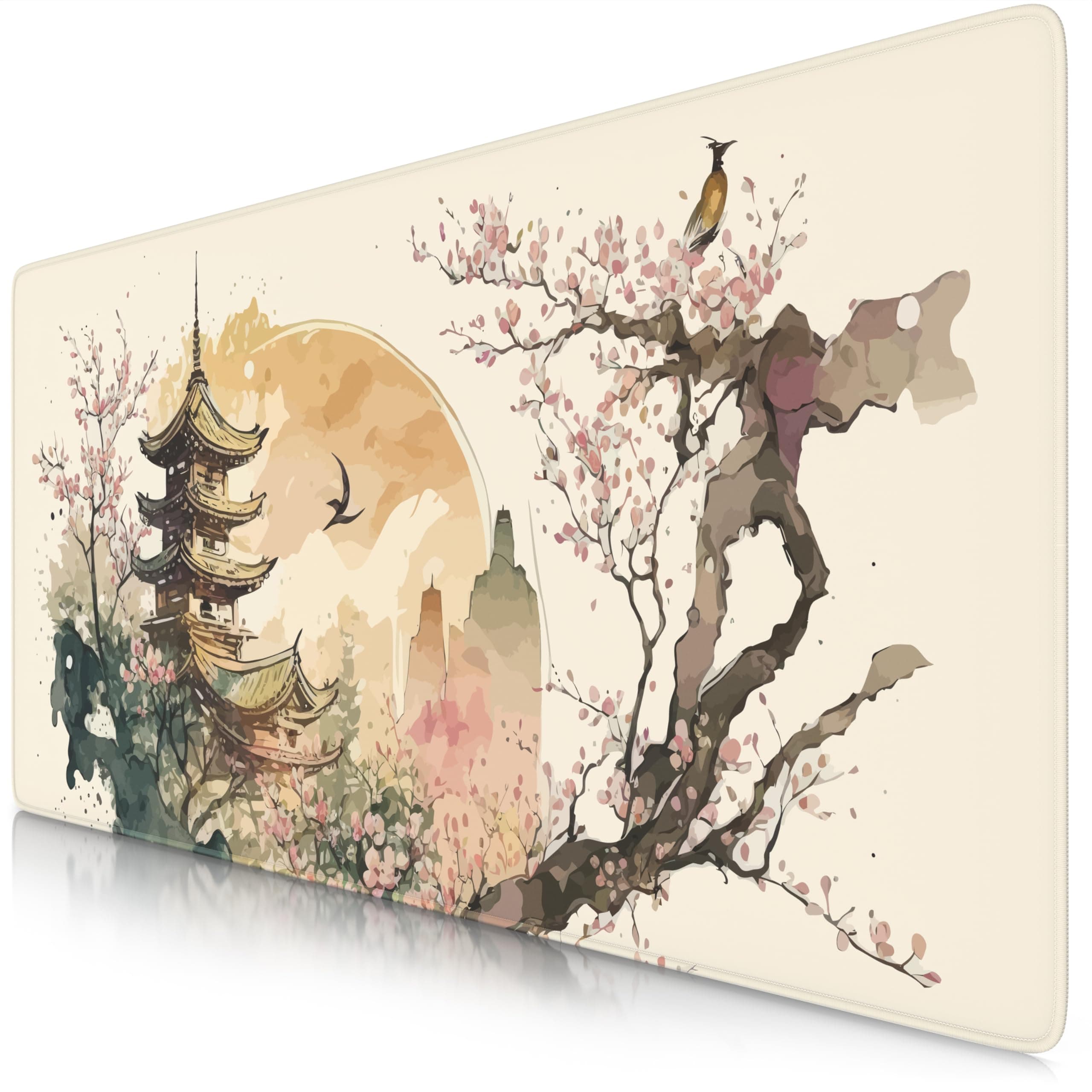 TITANWOLF - XXL Speed Gaming Mauspad 900 x 400mm - XXL Mousepad - Tischunterlage Large Size - verbessert Präzision und Geschwindigkeit - Japan Ink Painting Colour