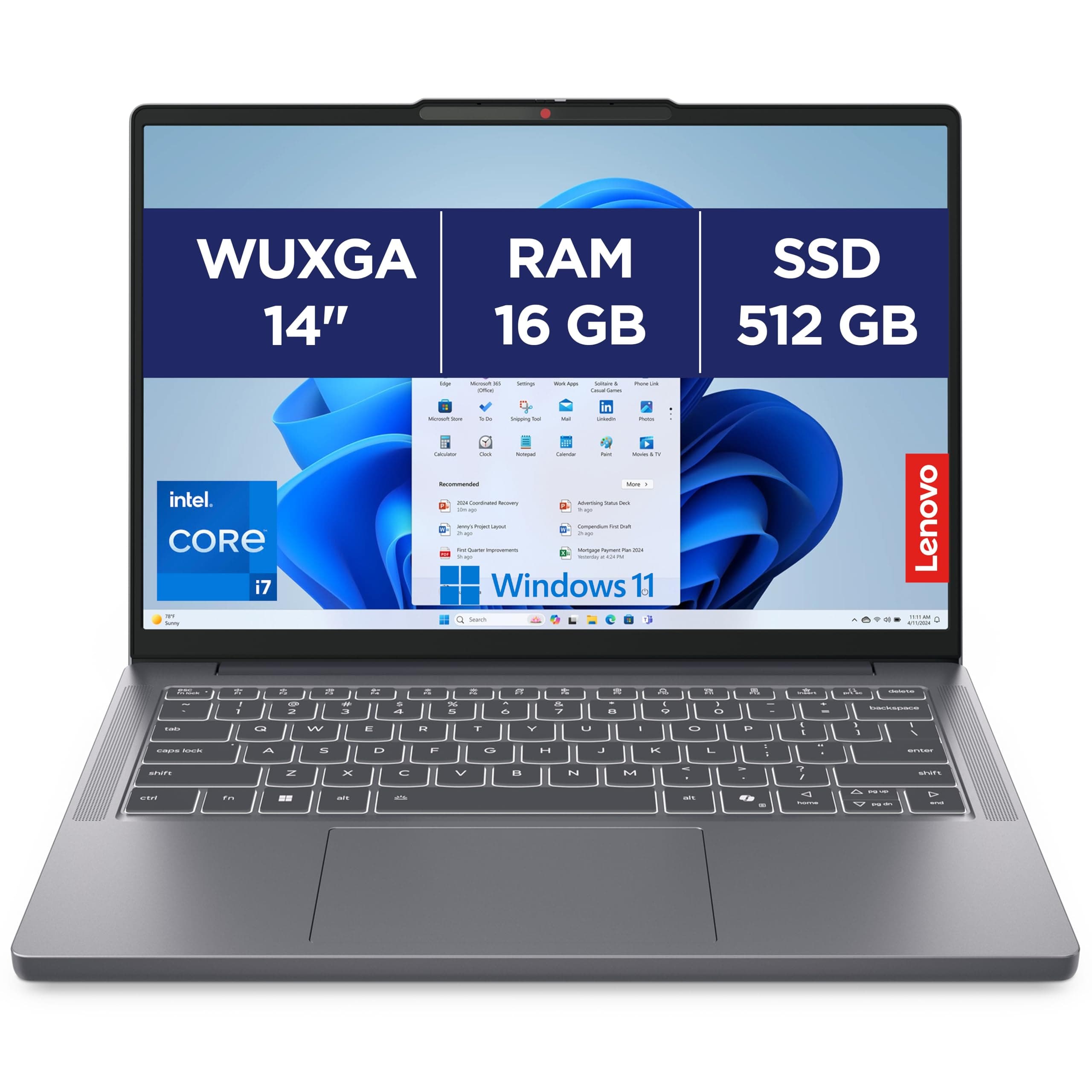 Lenovo IdeaPad Slim 3 14IRH10 - Ordinateur Portable 14'' WUXGA (Intel Core i7-13620H, RAM 16Go, SSD 512Go, Intel UHD Graphics, Windows 11 Home) Clavier AZERTY Français - Gris