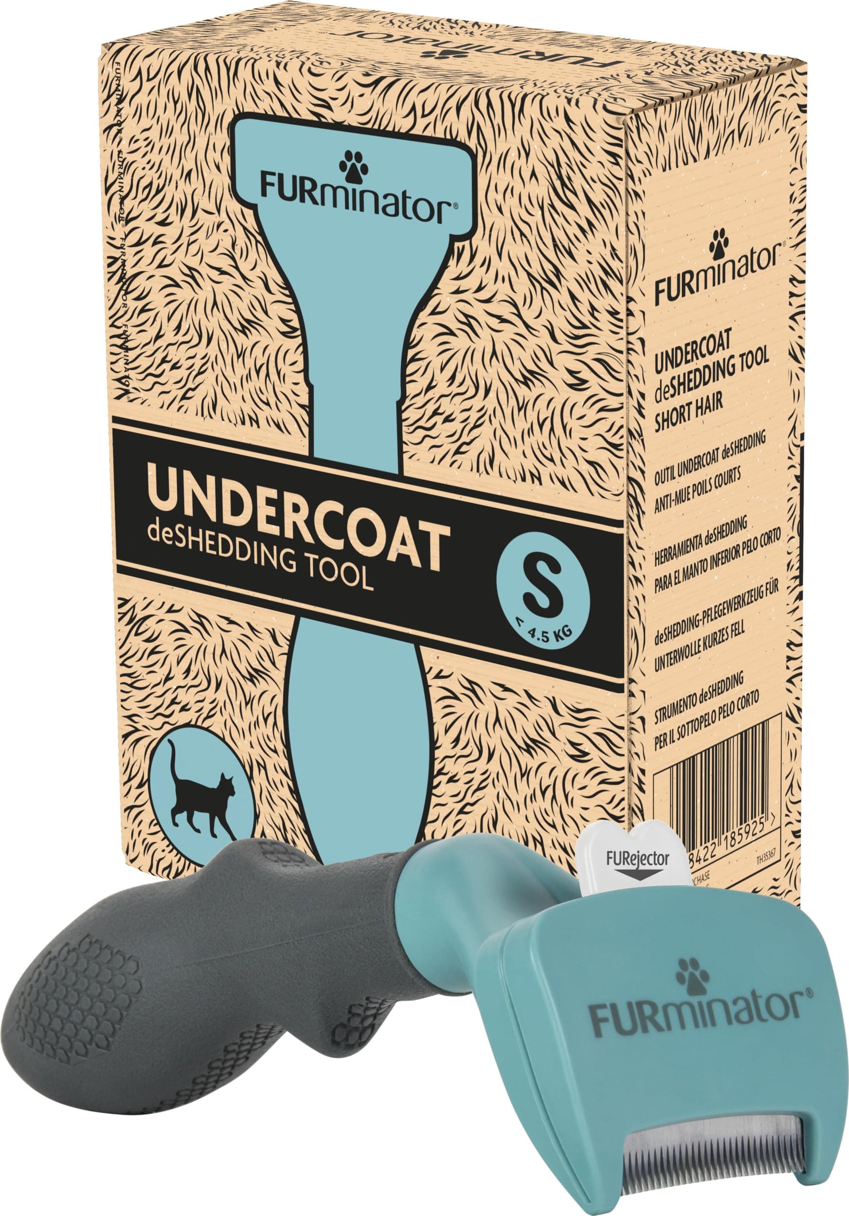 FURminator deShedding-Tool Katze Größe S Kurzhaar - Katzenbürste für kleine Katzen zur Entfernung der Unterwolle
