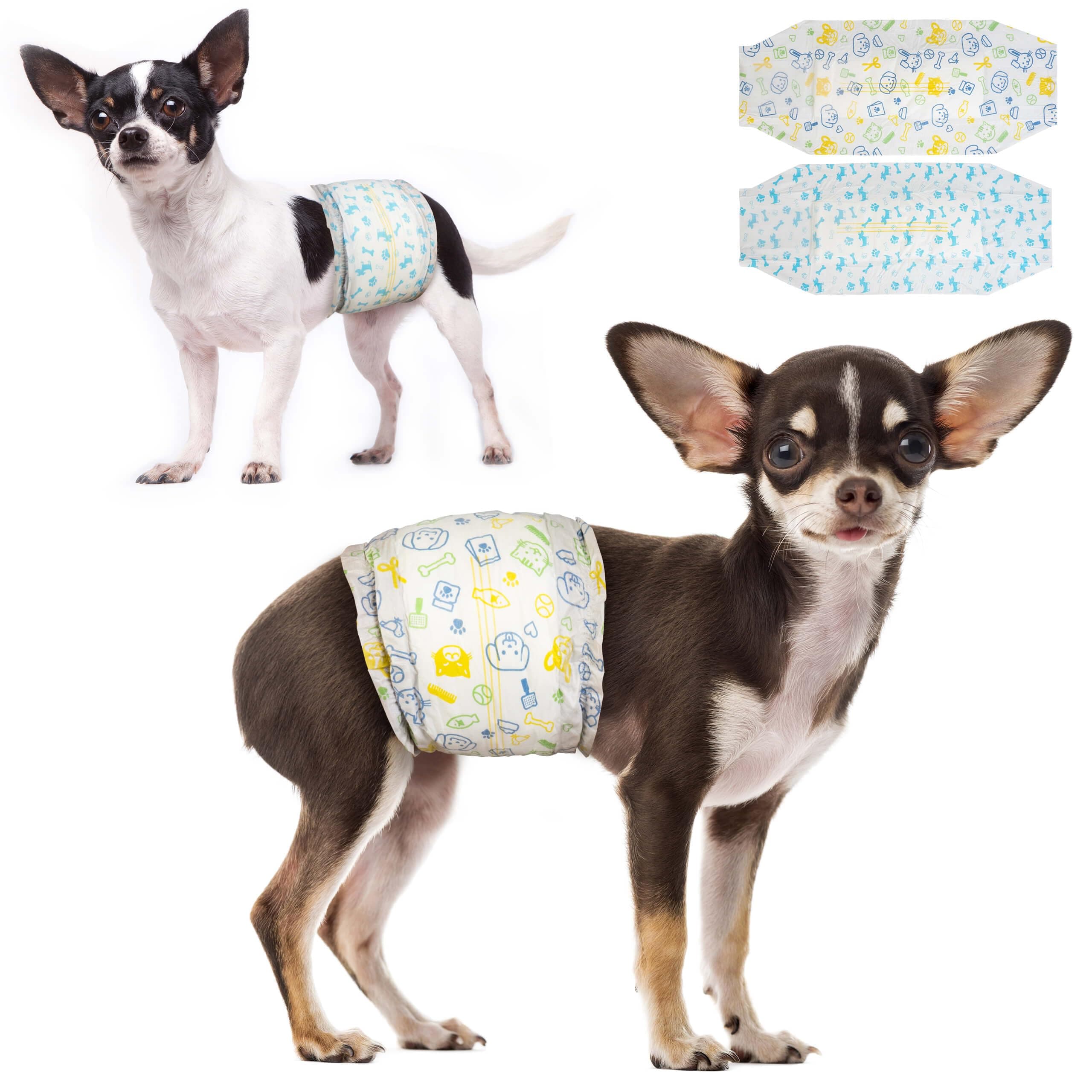 Dono pañales Perros Macho Desechables, 48 Unidades, Pañales para Perros, Super Absorbente a Prueba de Fugas, Vientre envolturas, Incontinencia, S (30-48 cm)