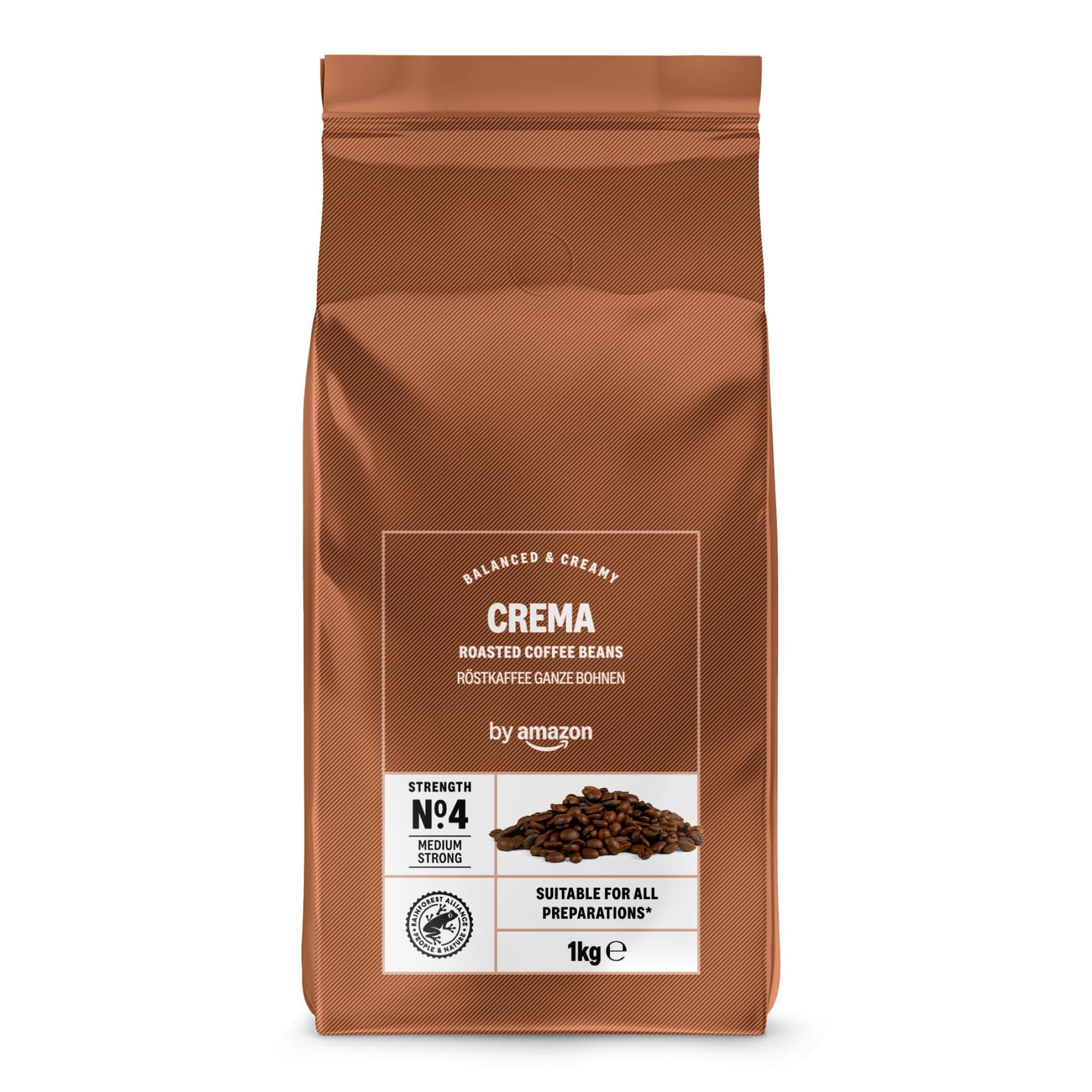 by Amazon Espresso Crema Coffee Beans Strength 4 Medium Strong Roasted Coffee Beans, 1kg