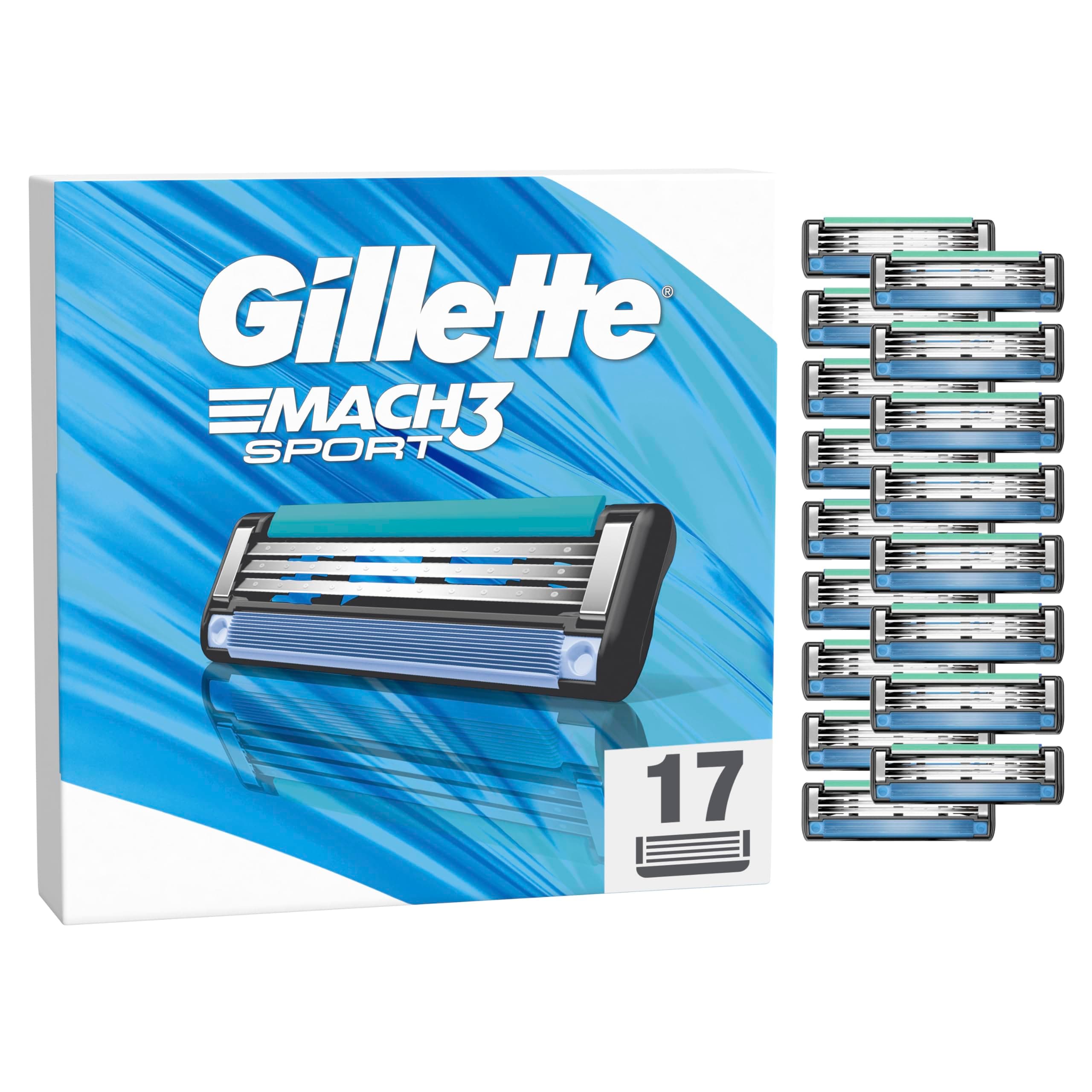 Gillette Mach3 Sport Lamette di Ricambio da Uomo per una Rasatura Profonda, 17 Pezzi
