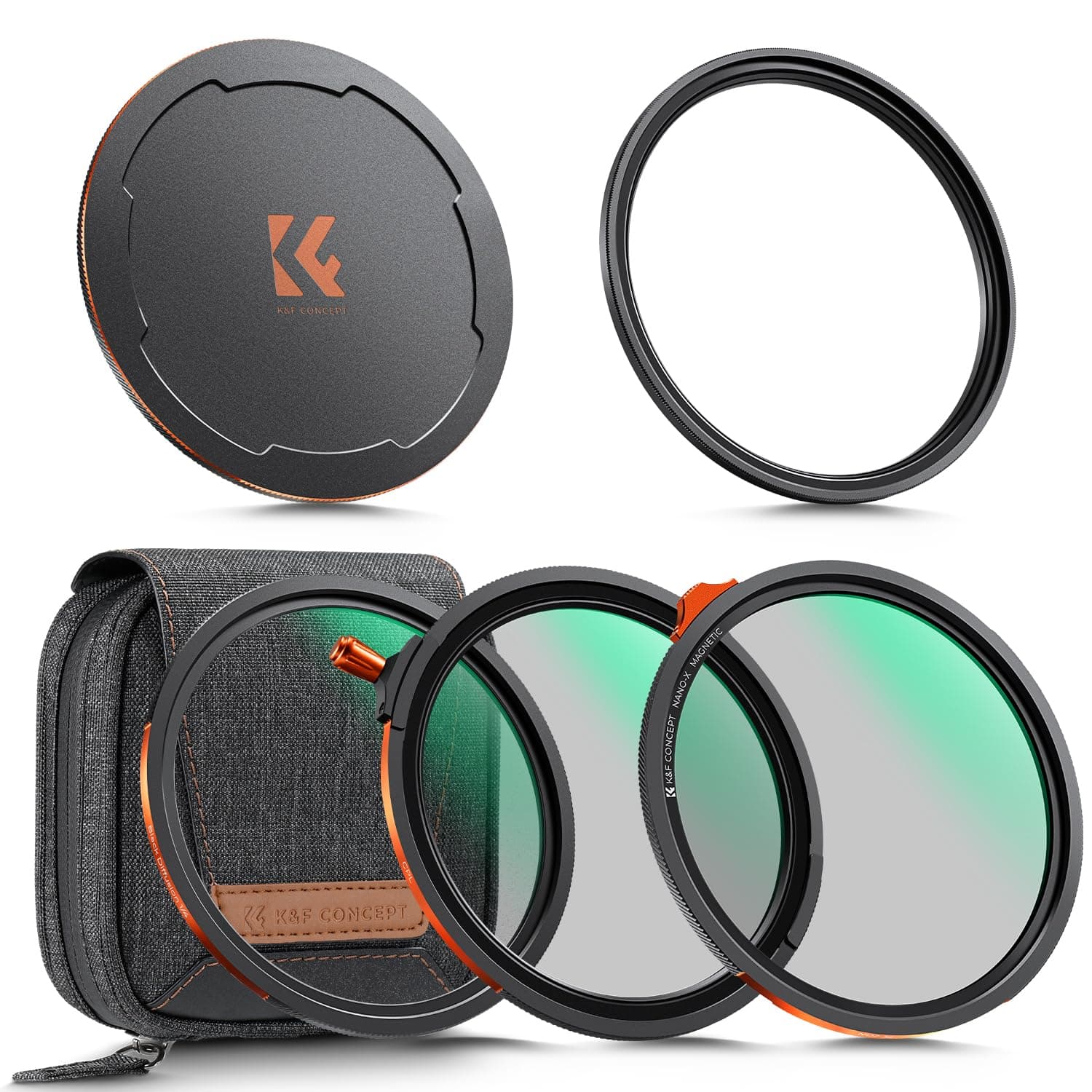 K&F CONCEPT Nano-Xcel 82mm Filtros Magnéticos，Filtro Polarizador Circular + Filtros Variable ND2-32 + Filter Black-Mist 1/4 + Anillo de Adaptador Magnético + Tapa de Metal Magnético