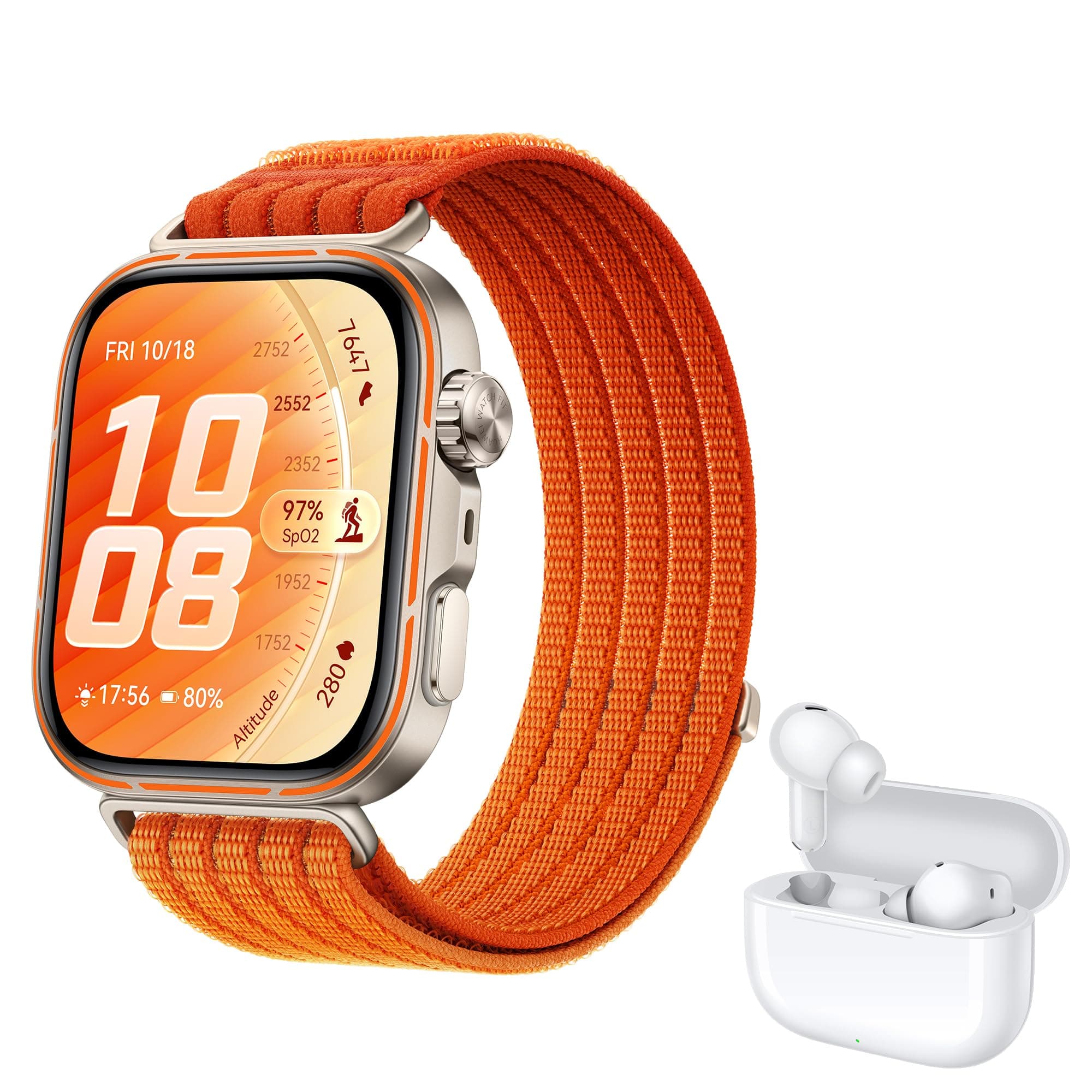HUAWEI WATCH FIT 5 Pro Smartwatch Naranja+FreeBuds SE 4 Beige, GPS, ECG, 1,92" Pantalla de Cristal de Zafiro, 3000 nits, Pago NFC,Deportes al Aire Libre,Monitorización de Salud,10 Días Autonomía, 5ATM