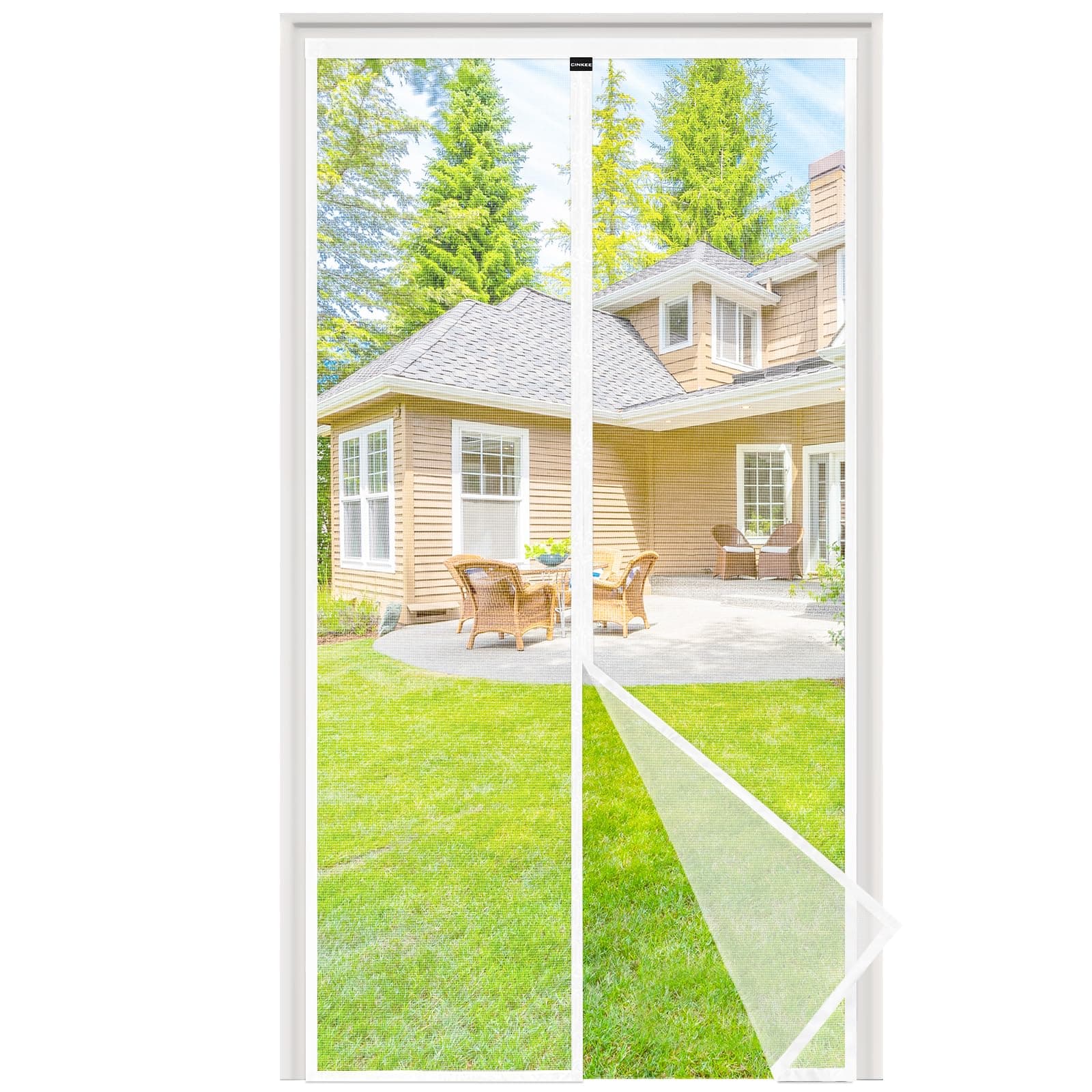 NUEVA Mosquitera Puerta Magnética 120x210 cm, Mosquitera para Puerta con Imanes Potentes, Instalación Sin Taladro, Cierre Automático, Malla Transpirable y Antidesgarro, Blanco