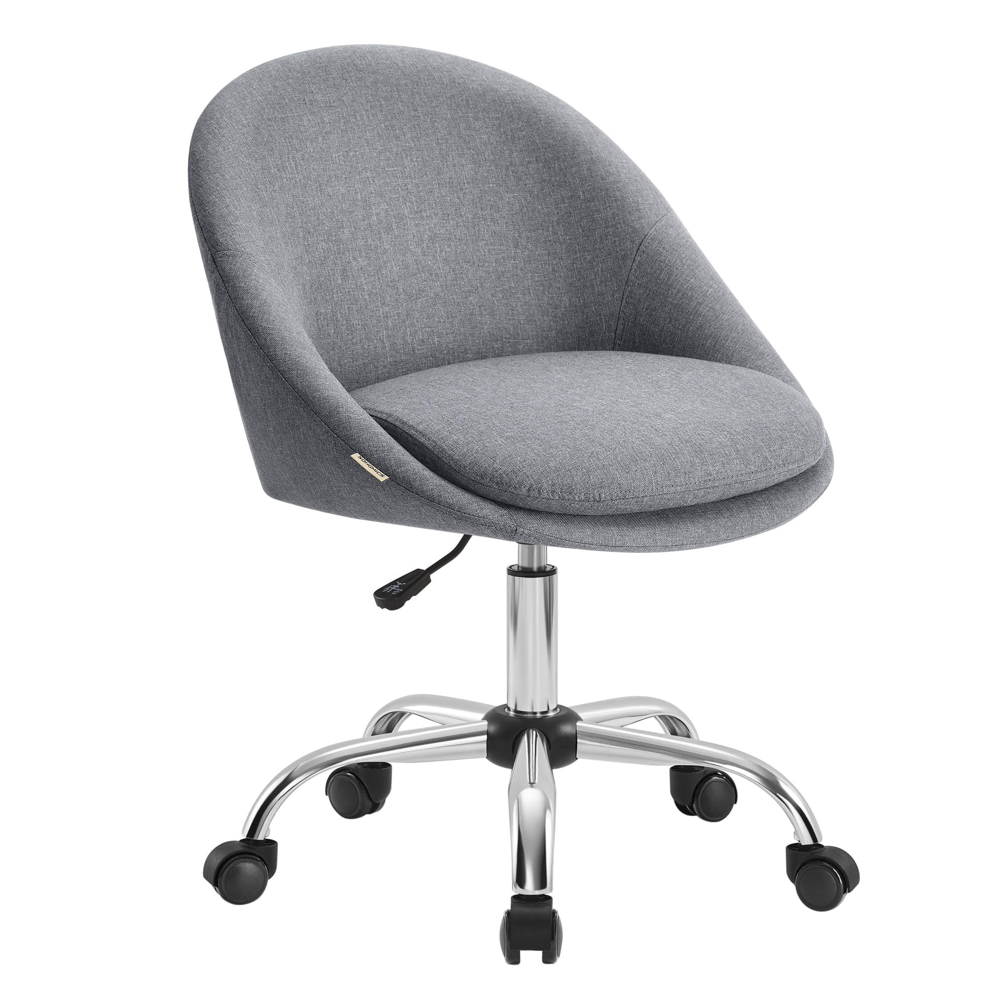 SONGMICS Silla de Oficina en Casa, Silla Giratoria de Algodón y Lino, Silla de Escritorio, Acolchada con Espuma, Altura Ajustable, para Estudio, Dormitorio, Gris Pizarra OBG020G05