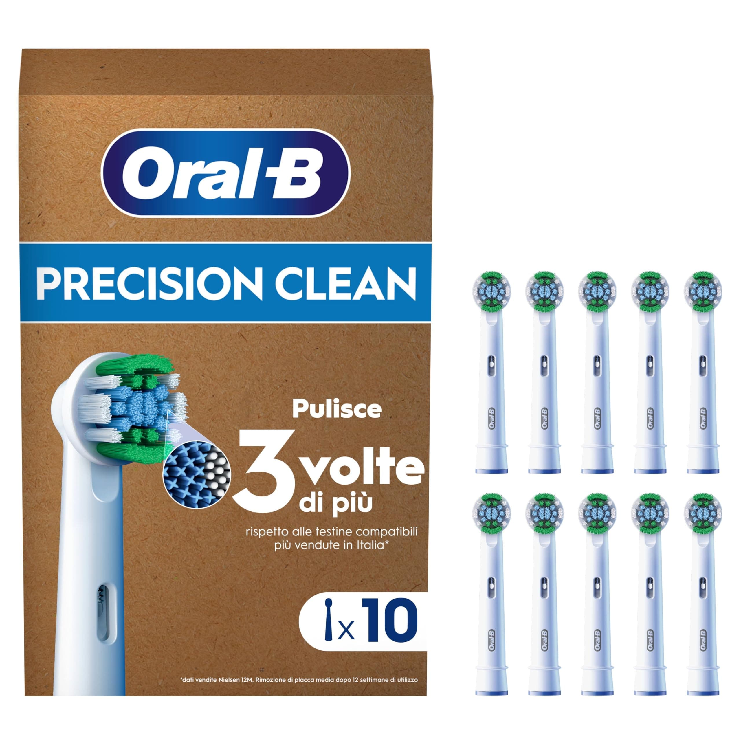 Oral-B Testine Di Ricambio per Spazzolino Elettrico, 10 Testine Pro Precision Clean, Confezione Adatta Alla Buca Delle Lettere