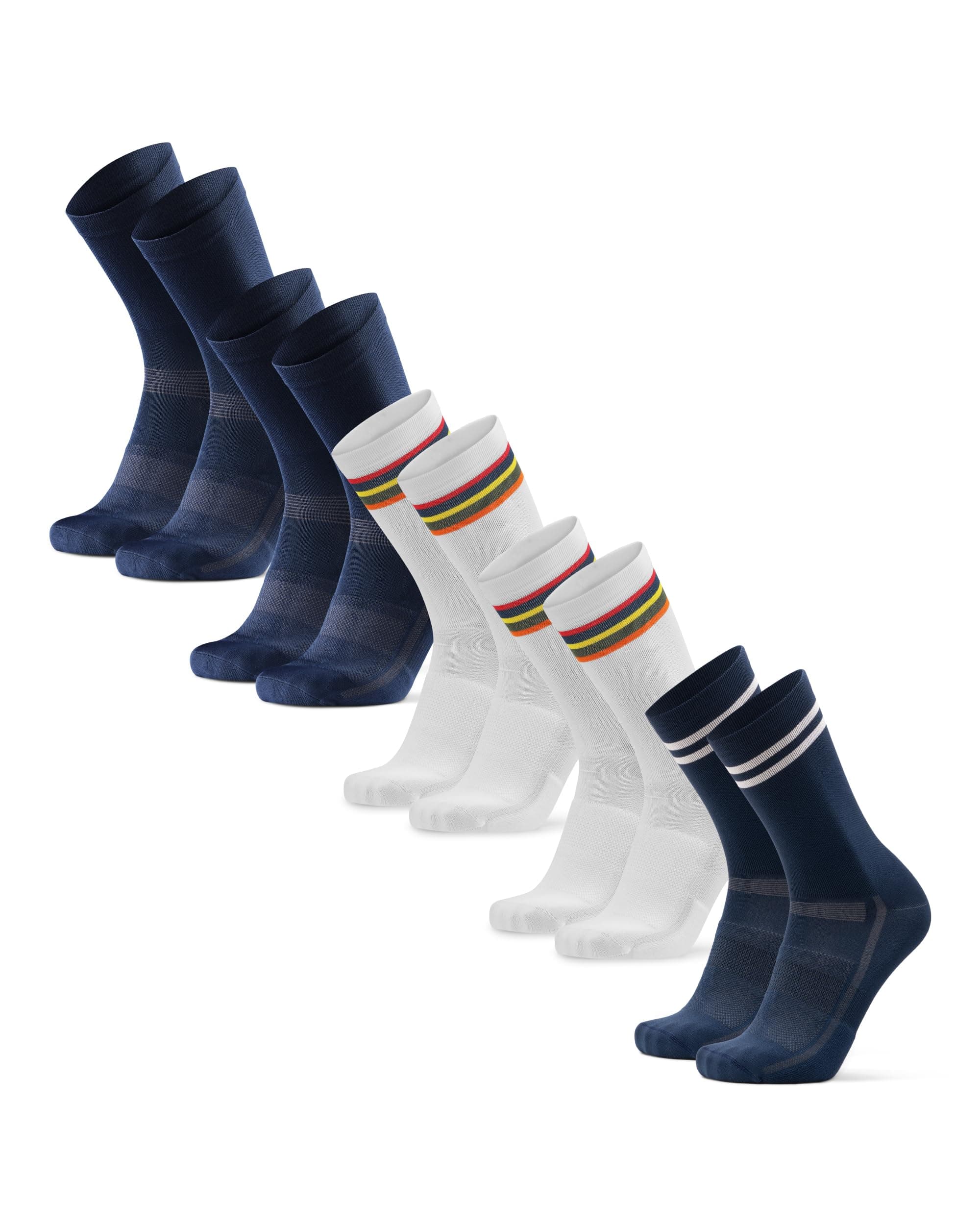 DANISH ENDURANCE Wadenlange Fahrradsocken, Gepolsterte Rennrad Socken, Lange Radsocken, Atmungsaktiv & Leicht, Herren & Damen, 3 oder 5 Paar