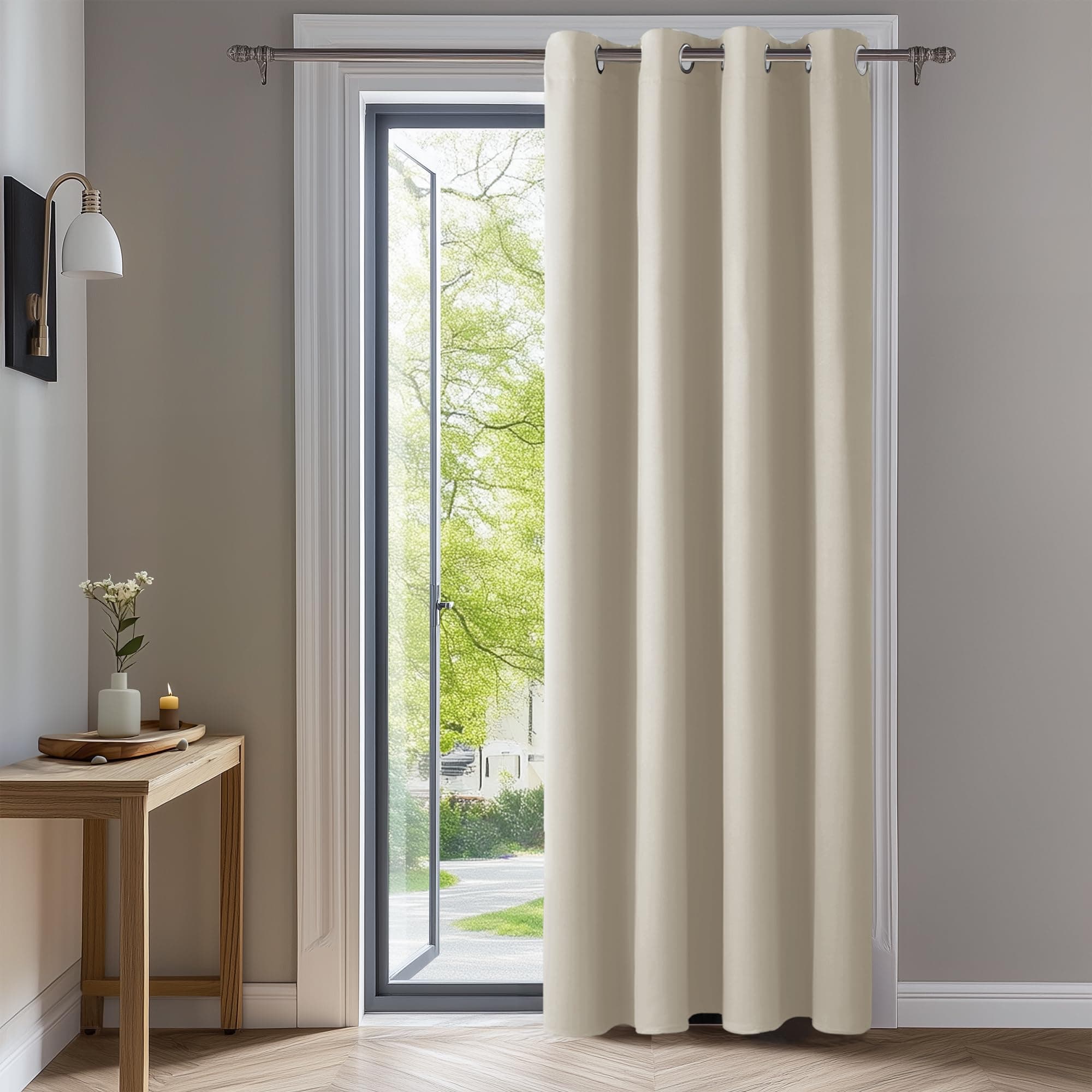 Deconovo Rideaux Occultants Isolant Thermique Anti Froid, 140X240 (Largeur X Hauteur), Design Moderne à Oeillets, Beige Clair, 1Pièces