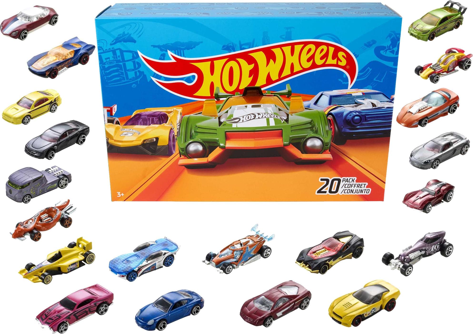 Hot Wheels - Pack De 20 Coches de Juguetes (Modelos Surtidos, selección aleatoria), Escala 1:64 con Detalles realistas, DXY59