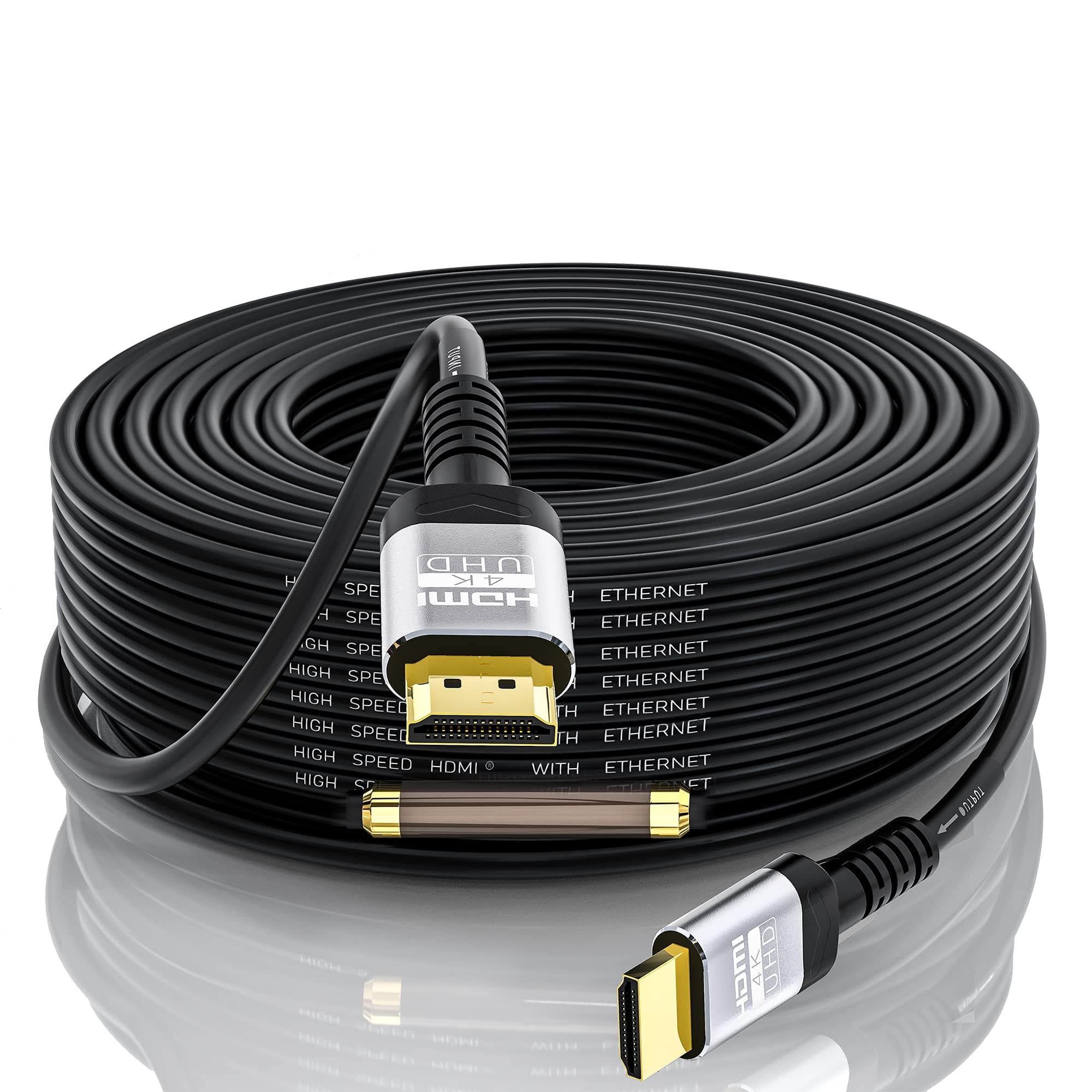 Soonsoonic Câble HDMI 4K 30m avec Amplificateur de Signal Intégré | Cable HDMI 2.0 haute vitesse & 4K@60Hz HDR ARC HDCP2.2 CEC 3D Ethernet - Cordon HDMI| Pour UHD TV, moniteur,Xbox,PS4/PS5 etc.