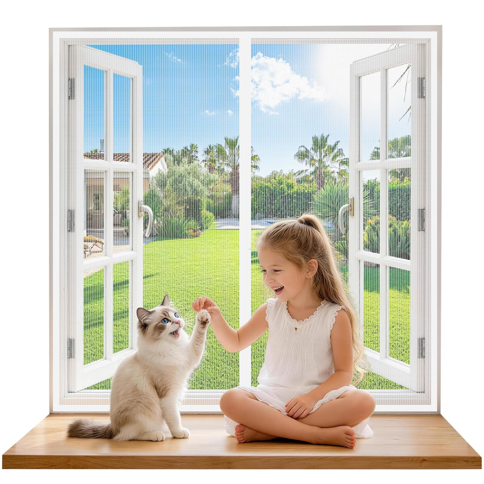 Moustiquaire Fenêtre Magnétique 70x85 cm, Rideau Anti-Moustique Blanc, Fermeture Automatique, Sans Perçage, Pour Fenêtres, Portes de Balcon, Chambre, Idéal pour Familles avec Enfants et Animaux