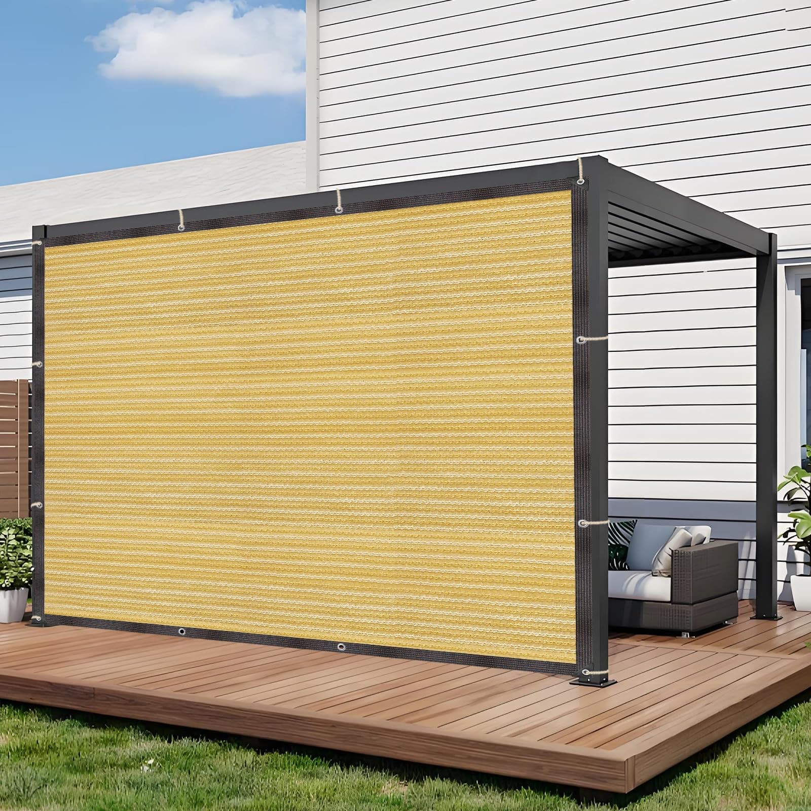 Malla Sombra - Red de sombreado con ojales 3x4m Red de sombreado duradera 95% de protección UV para protección solar en balcones, jardines, invernaderos y terrazas