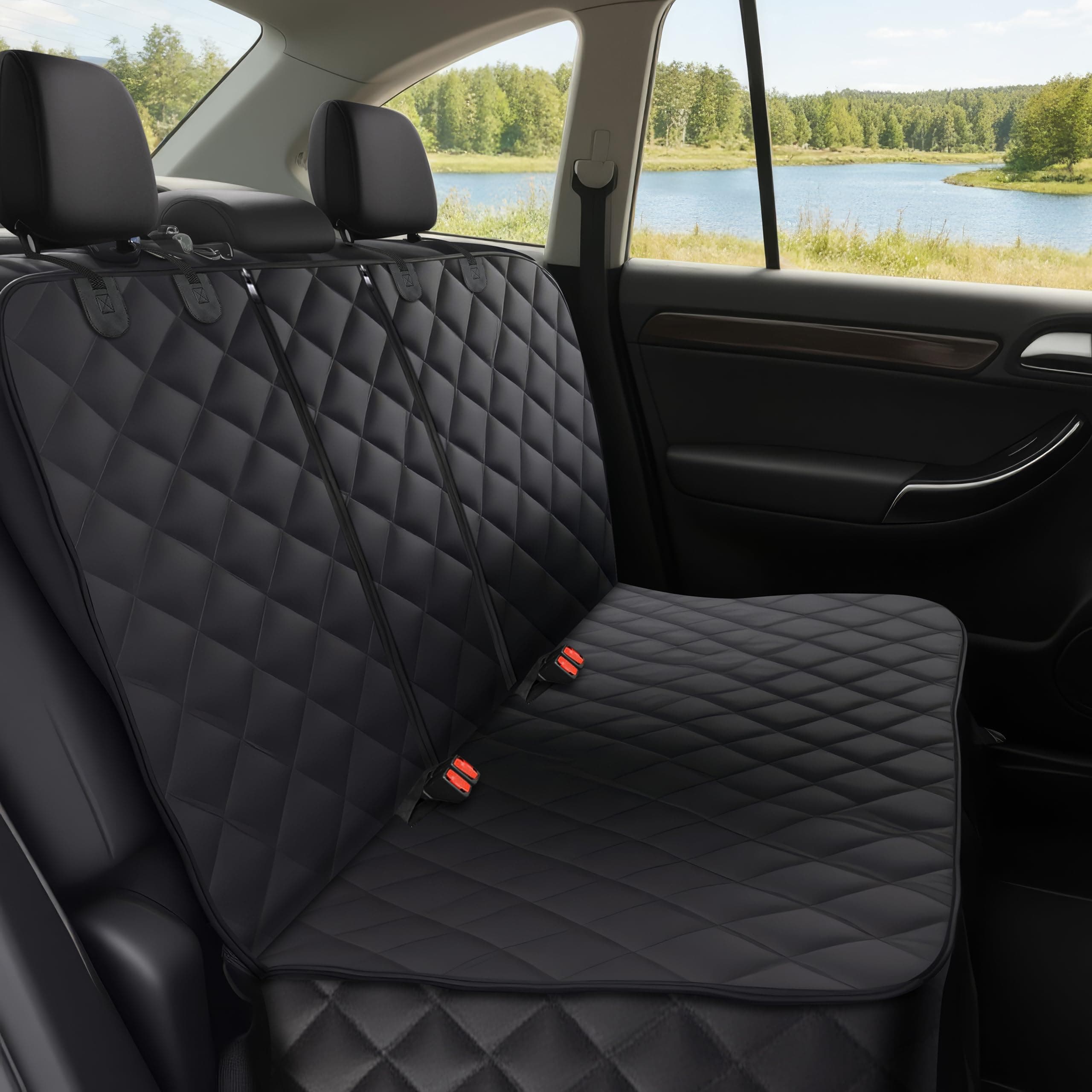 Alfheim Housse Protection Voiture Voyage pour Chien | Housse de Siège Arrière Imperméable et Anti-Rayures, Lavable et Antidérapant, Universel pour la Plupart des Voitures (Noir)