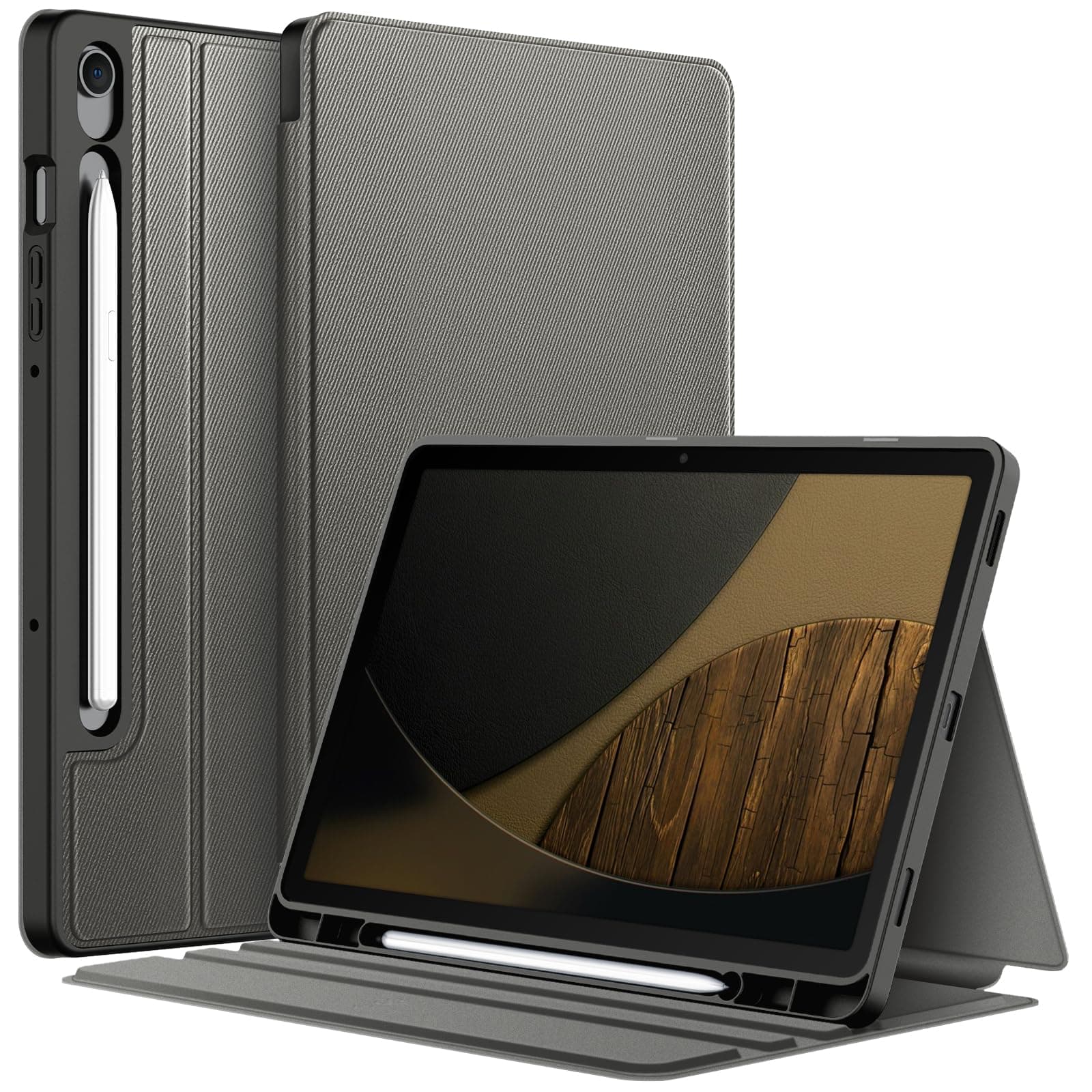 Fintie Hülle für Samsung Galaxy Tab S10 Lite/S10 FE 10.9" 2025/S9 FE 10.9"/S9 11" mit S Pen Halter, Slim TPU Folio Tablet Schutzhülle mit Standfunktion, Grau