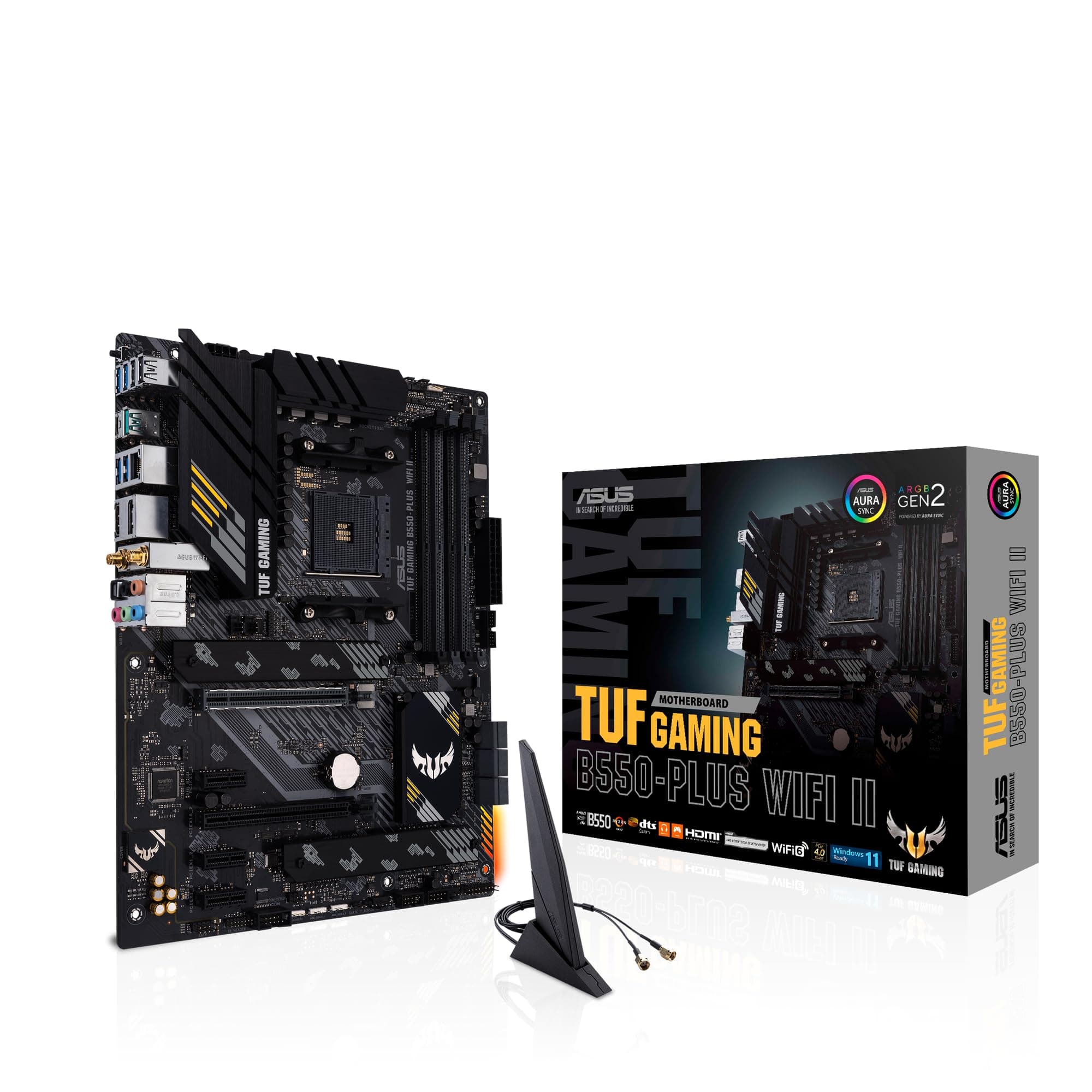 ASUS TUF GAMING B550-PLUS WI-FI II – Carte mère AMD B550 Ryzen AM4 ATX (PCIe 4.0, 2 x M.2, 10 DrMOS, Intel WiFi 6, 2.5 Gb Ethernet, HDMI, DisplayPort, USB 3.2 Gen 2, Thunderbolt 3, Aura Sync RGB)