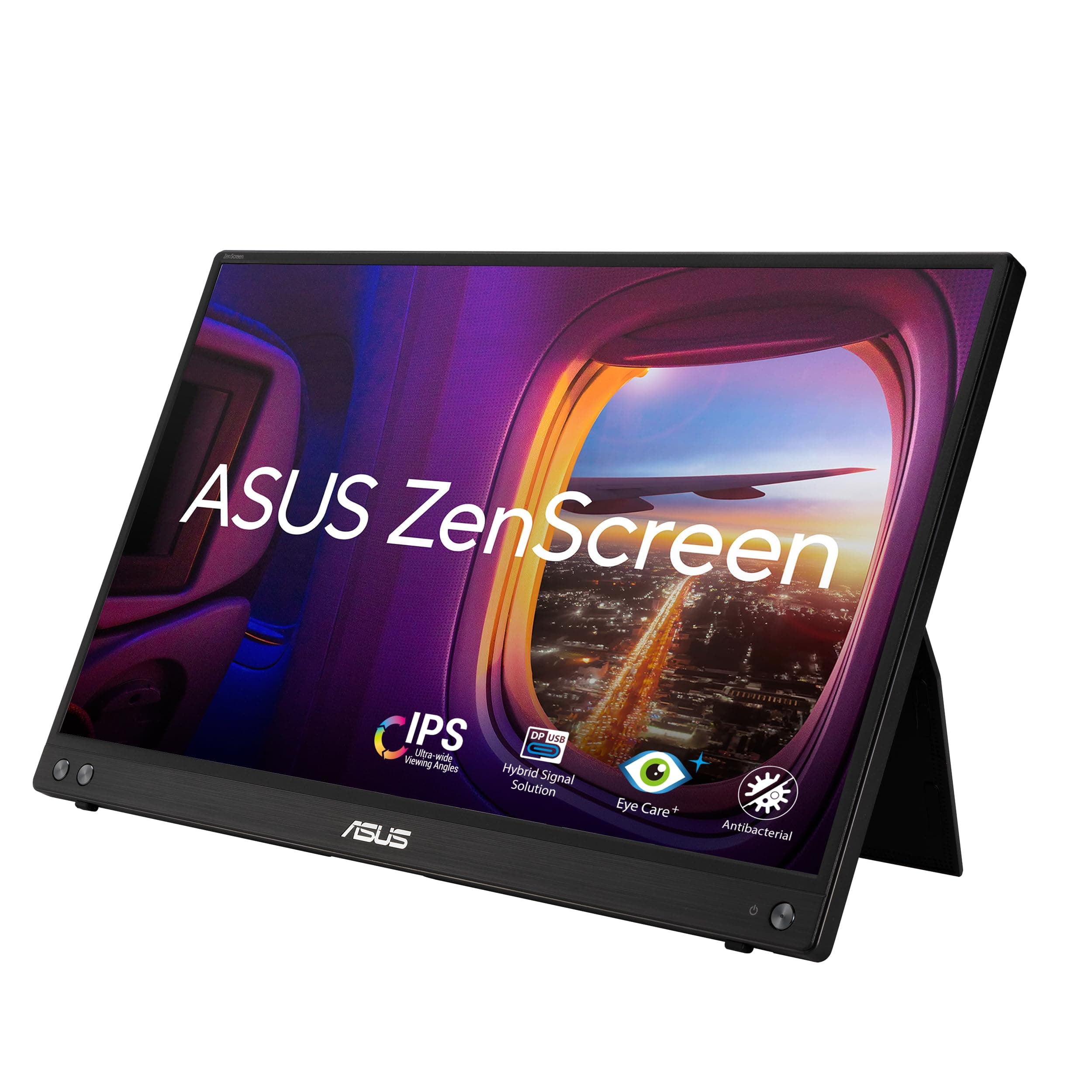 ASUS Zenscreen MB16ACV - Ecran PC portable 15.6" FHD - Télétravail ou gaming - Alimentation et affichage via USB-C ou USB-A - Dalle IPS - 1920x1080 - Traitement antibactérien - Flicker - Pour notebook