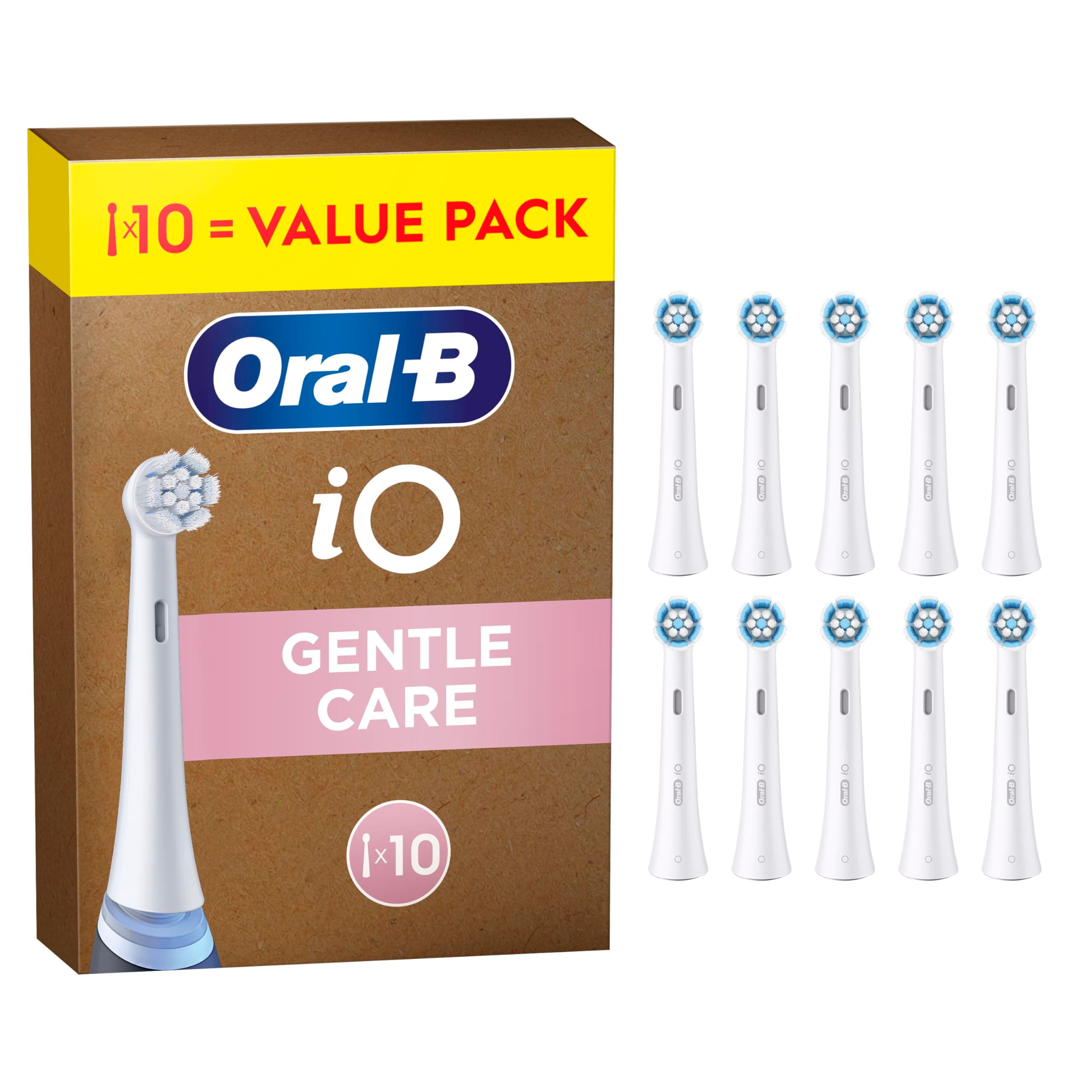 Oral-B Series iO Gentle Care Cabezales De Recambio Originales, Pack de 10 Recambios Blancos Para Cepillos De Dientes Eléctricos Oral B iO, Cepillado Suave, Apto Para Encías Sensibles