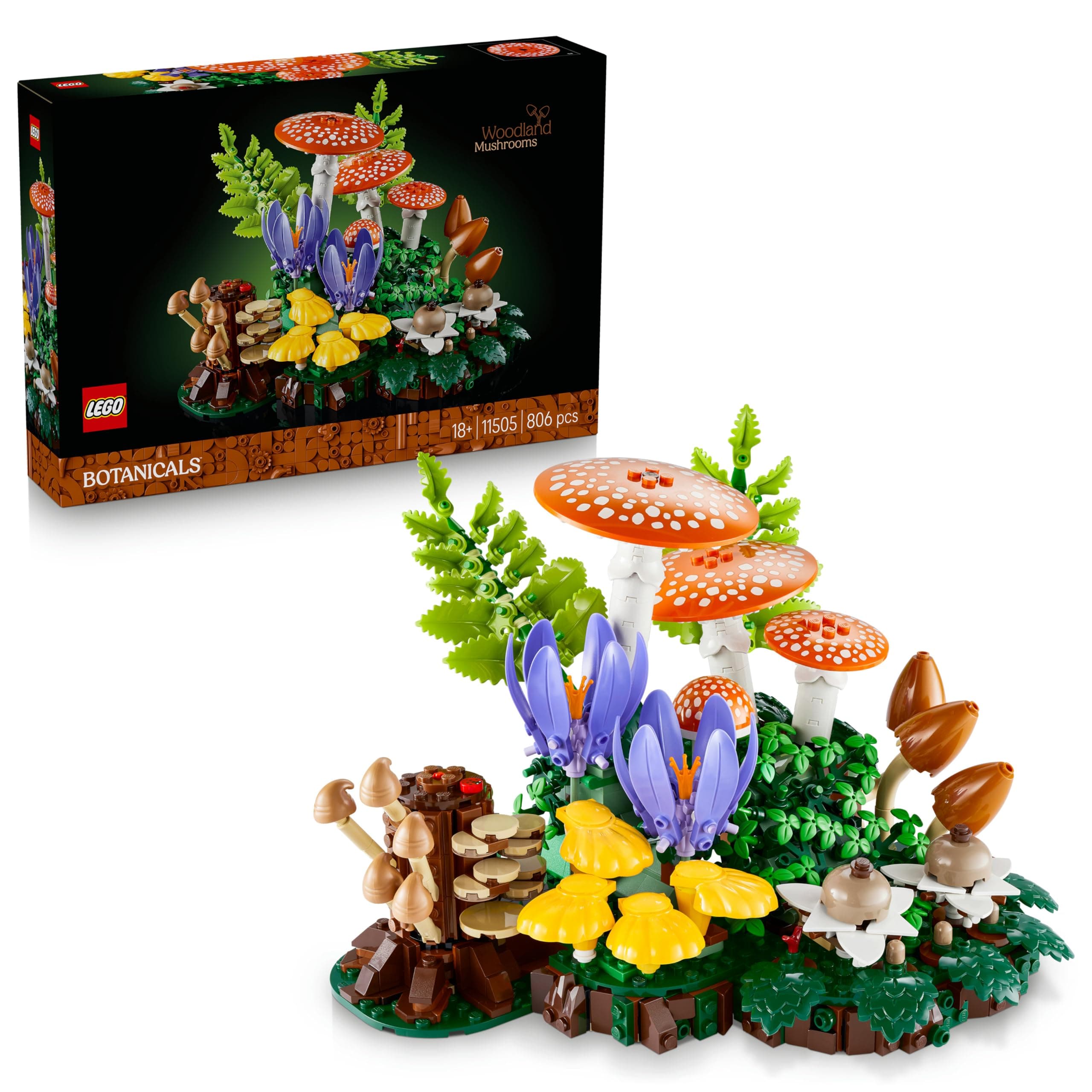 LEGO Botanicals Les Champignons des Bois - Set de Construction pour Adulte - Plantes Artificielles avec Amanite Tue-Mouches & Fausses Fleurs - Décoration de Chambre ou Salon - Idée Cadeau DIY 11505