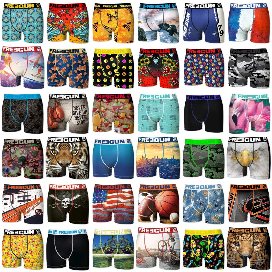 Freegun Pack Surprise Boxer Homme, Calecon Modèle Aléatoire, Confortable et Agréable (Lot de 5)