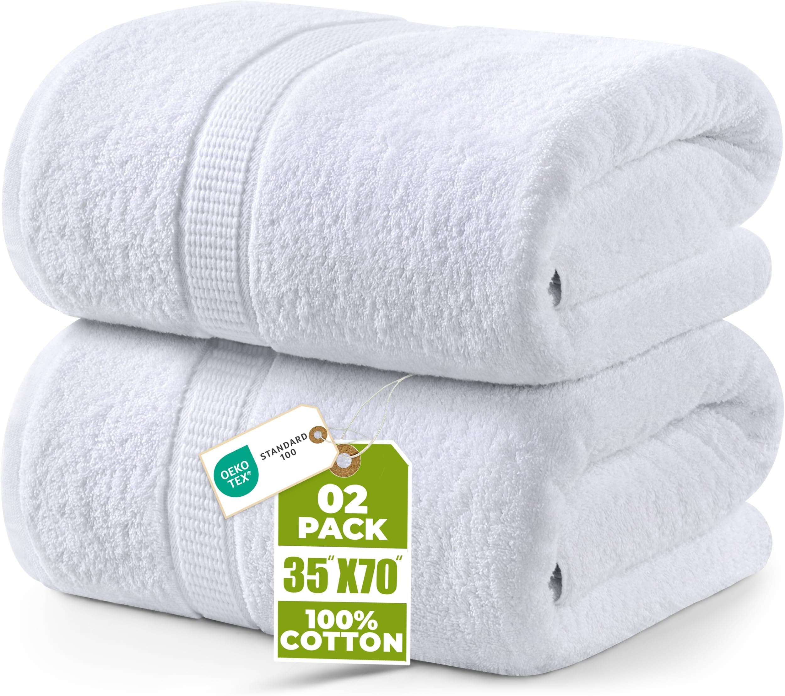 Utopia Towels - Confezione da 2 Asciugamani Di Lusso Jumbo (90 x 180 CM) - 100% Cotone Filato Ad Anelli, Altamente Assorbente, Morbido e Ad Asciugatura Rapida (Bianco)