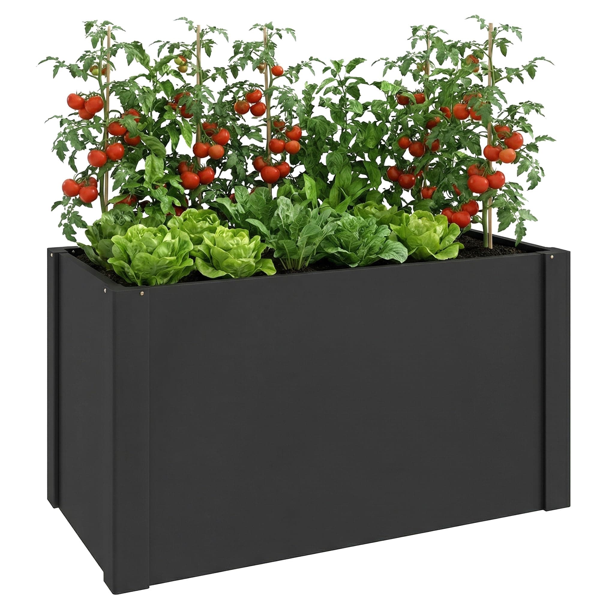 Outsunny Hochbeet aus verzinktem Stahl 102 x 52 x 55 cm Gartenbeet mit Handschuhen, offenem Boden, wetterfest Pflanzkasten Kräuterbeet Pflanzkübel für Außenbereich Garten Balkon Schwarz