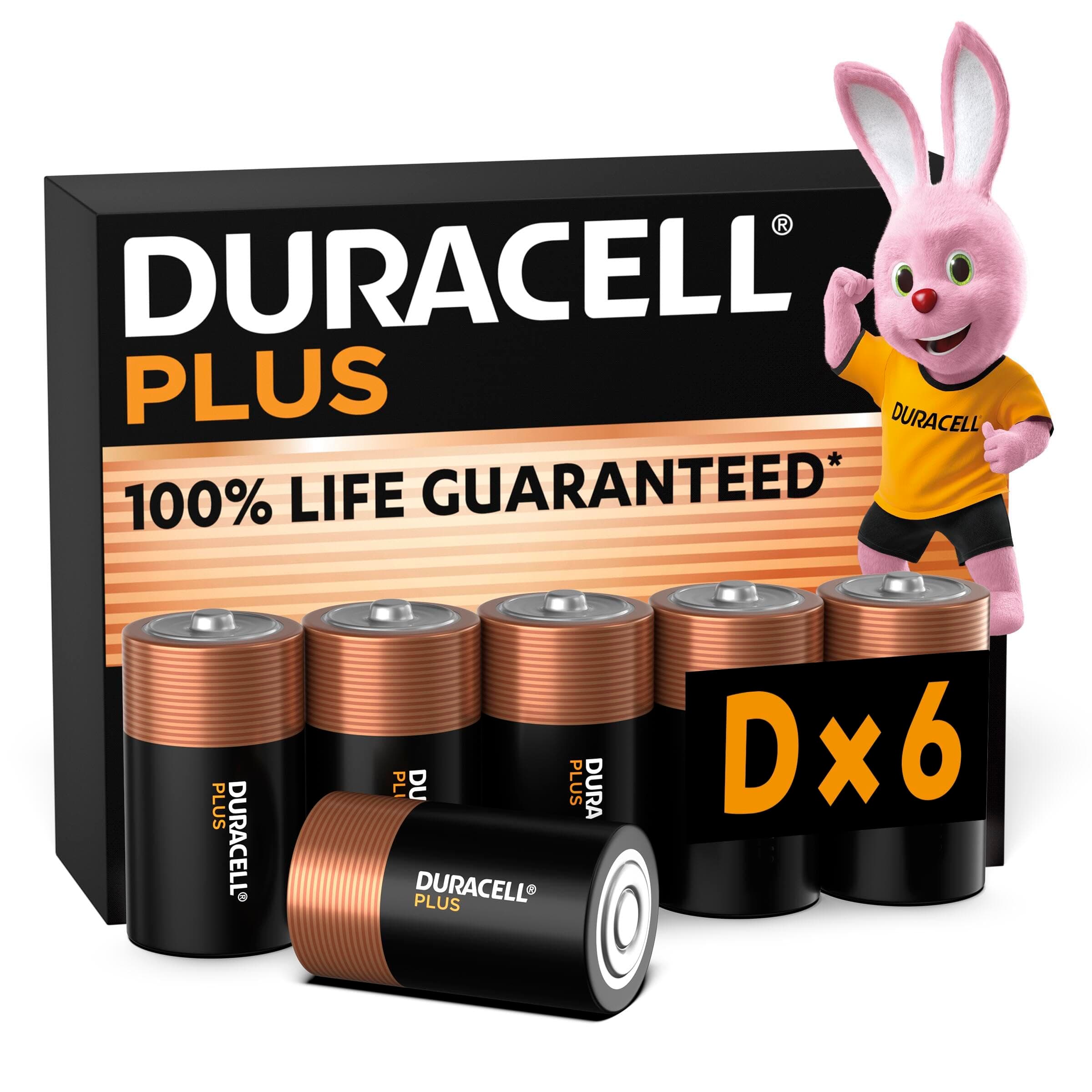 DURACELL Batterie Plus D (pacco da 6) - Pile Alcaline 1.5V - Fino al 100% di extra durata - Affidabilità per i dispositivi a uso quotidiano - 0% plastica - 10 anni di conservazione- LR20 MN1300