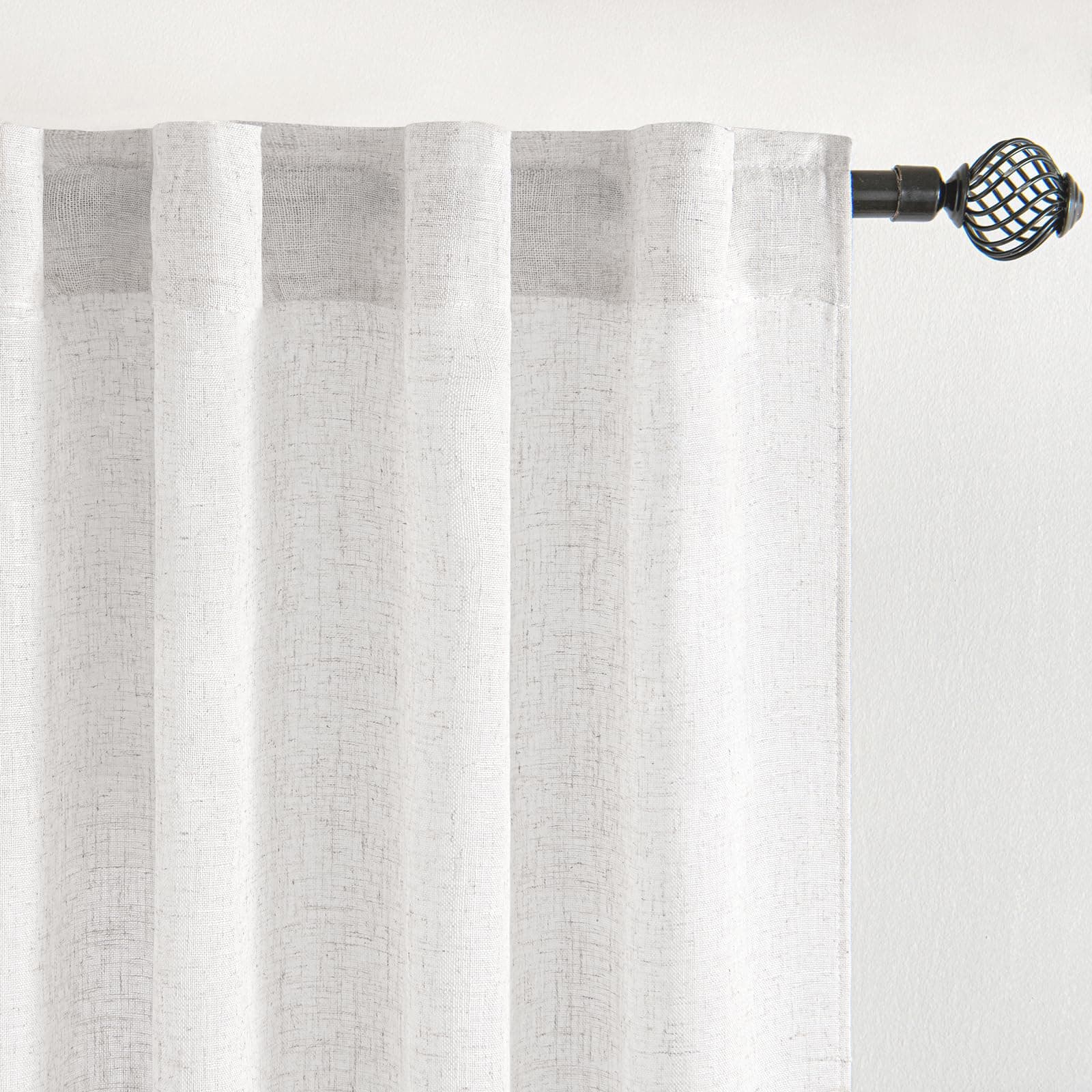 MIULEE Juego de Cortinas de Lino Translúcido de Dos Piezas Cortinas para Salón Dormitorio Cortinas Modernas para Dos Puertas de Balcón 2 Piezas Lino Blanco 260x140cm (HxL)
