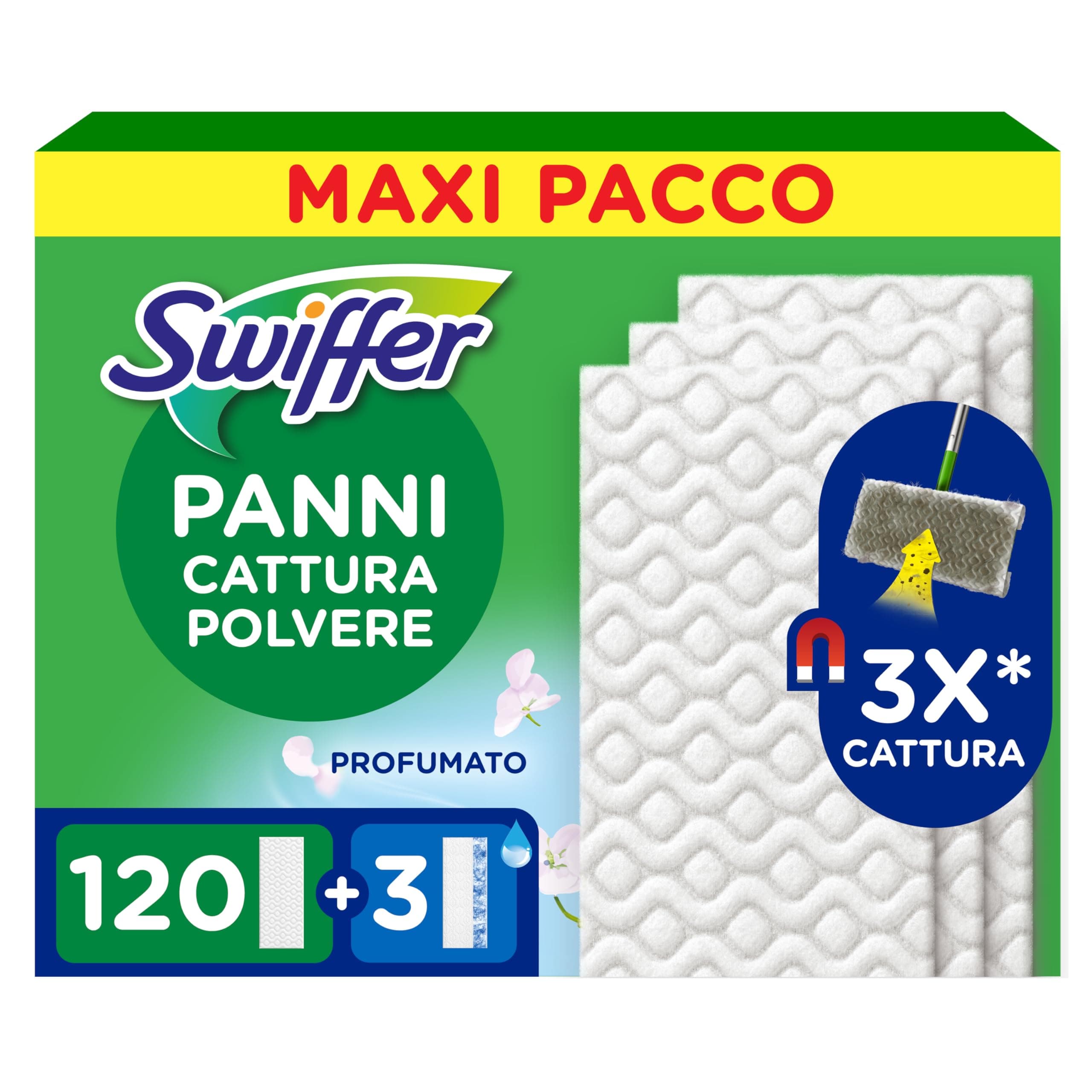 120 Pezzi Swiffer Ricambi Panni Catturapolvere Per Scopa E 3 Pezzi Ricambi Panni Lavapavimenti, Per Catturare E Intrappolare 3 Volte Più Polvere, Sporco E Peli Di Una Scopa Tradizionale