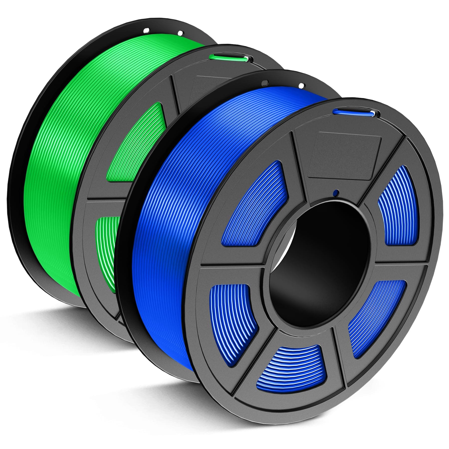 JAYO PLA+ Filamento 1.75 mm – Pack 2 Bobinas Azul+Verde (2 x 1.1 kg / ~720 m), PLA Reforzado, Alta Tenacidad, ±0.02 mm, Bobinado Ordenado