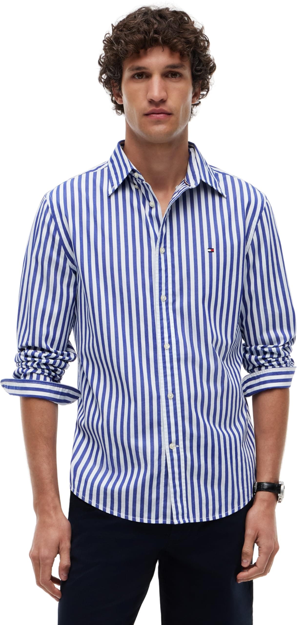 Tommy Hilfiger Flex Poplin Classic STP RF Shirt Mw0mw42440 Chemise S/S Homme (Lot de 1)