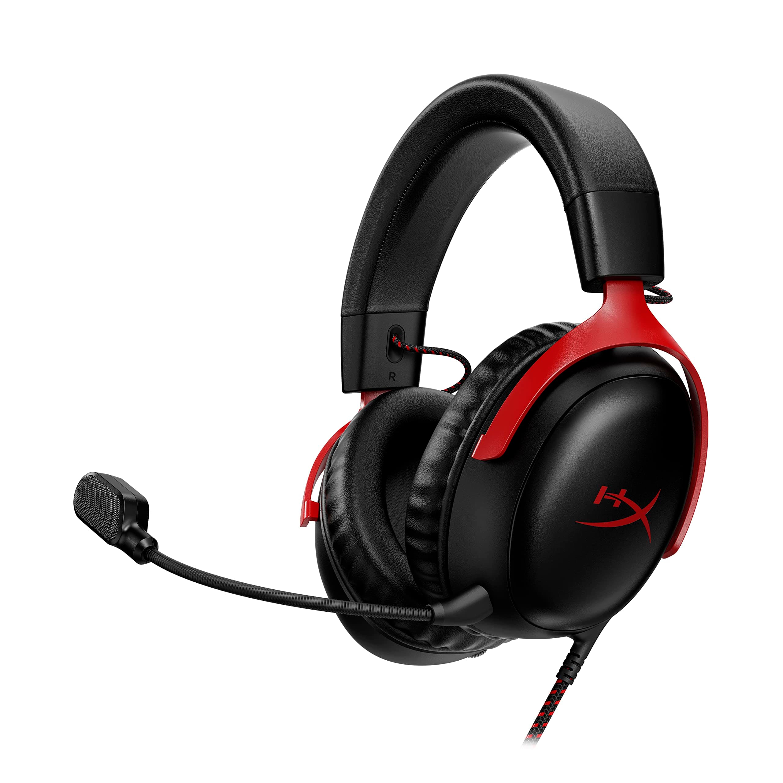 HyperX Cloud III Gaming-Headset Kabelgebunden – 53-mm-Treiber, Memory Foam, DTS, Noise-Cancelling Mikrofon, USB-C/USB-A/3,5mm, für PC, PS5, PS4, Xbox, Switch, Mac – Schwarz/Rot