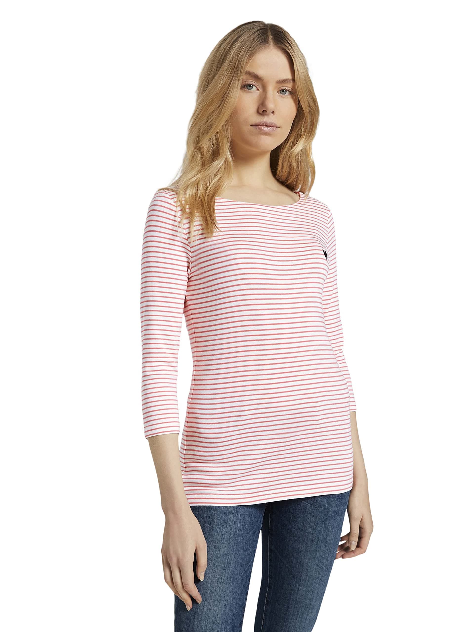 TOM TAILOR Damen Longsleeve mit Herz-Stickerei auf der Brust