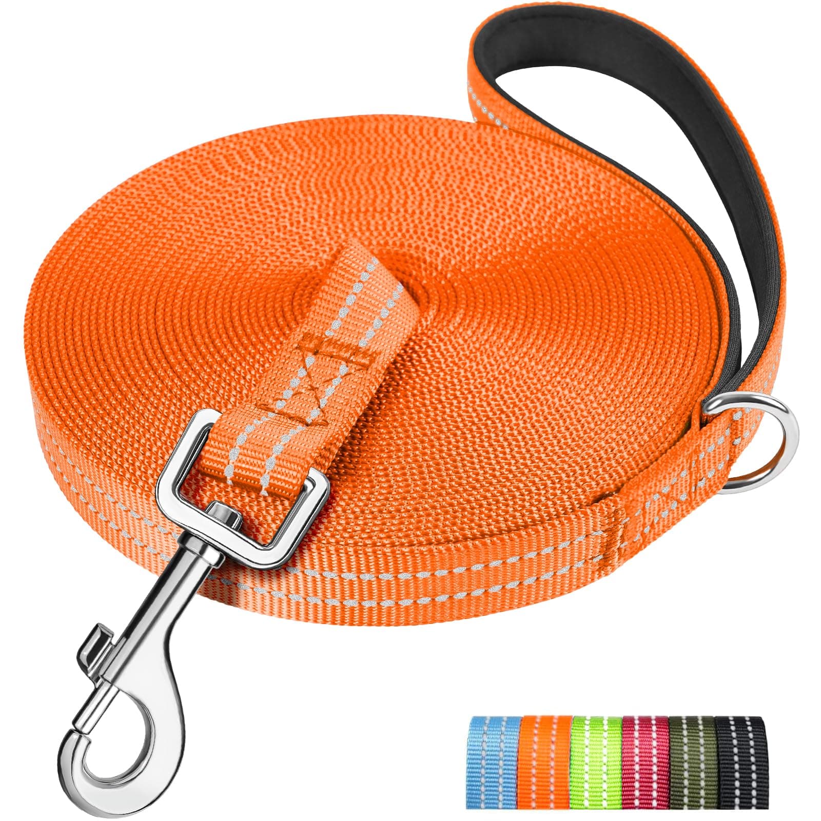 X XBEN Longe pour Chien, 3M 5M 10M 15M 20M 25M 30M 50M Laisse de Dressage, Rembourrée, Durable et Léger, Longe pour Petit, Moyen et Grand Chien, avec Boucle en D