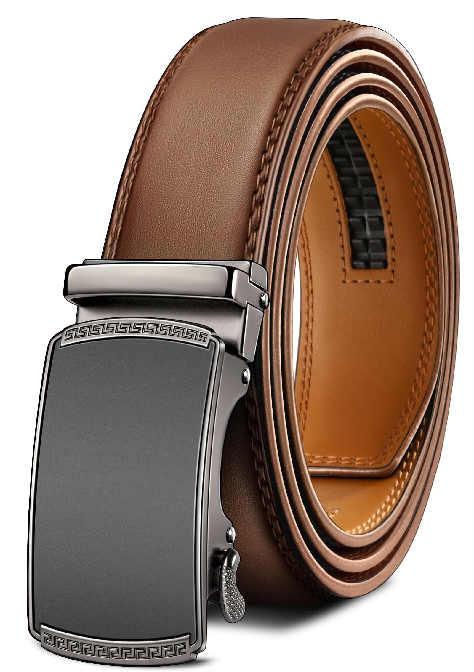 BULLIANT Cintura Uomo, Cintura Pelle Uomo Cricchetto Automatica Fibbia 35mm,Trim Regolabile per Adattars