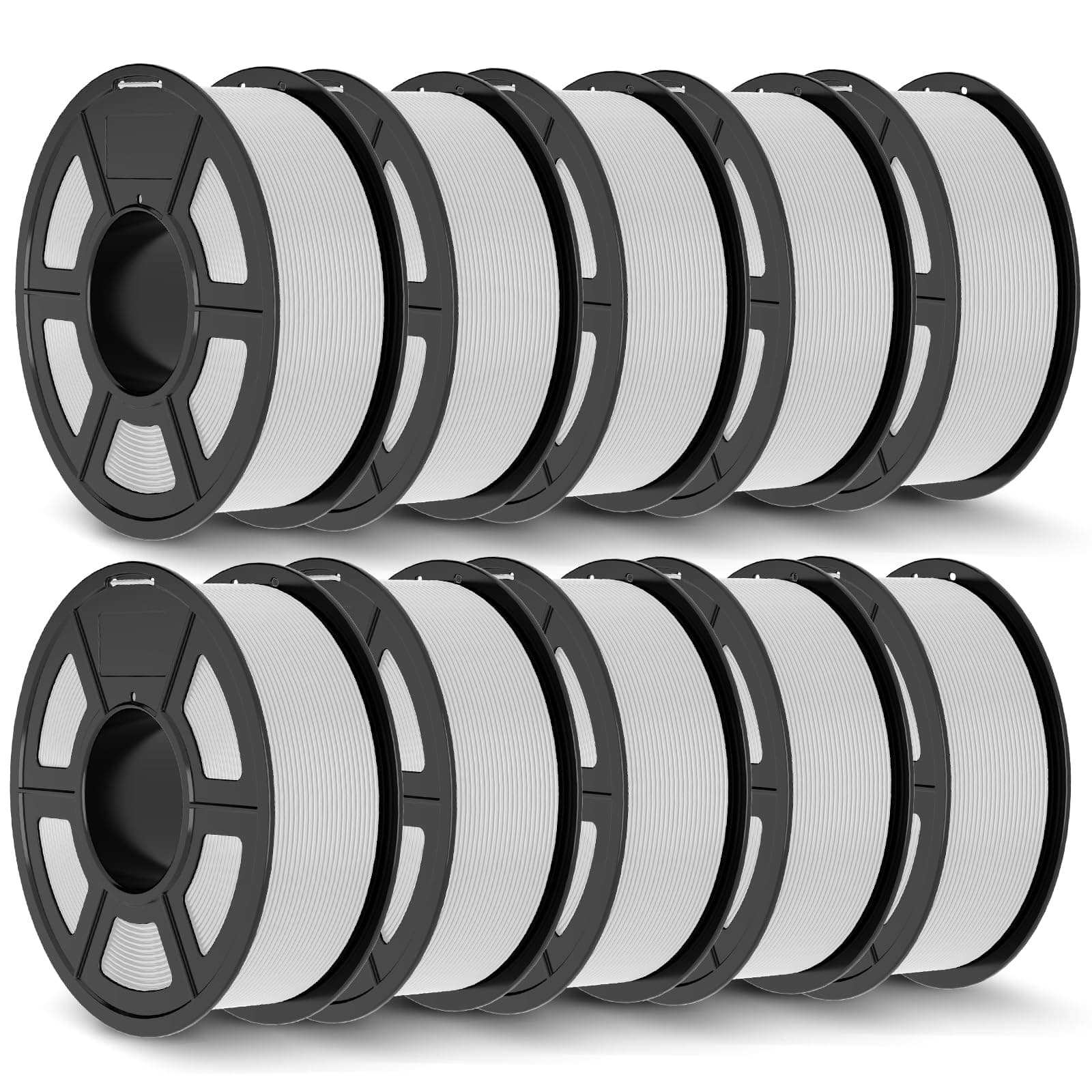 JAYO PLA+ Filamento 1.75 mm para Impresora 3D – 10 Bobinas (11 kg / ~3600 m), Filamento PLA Reforzado, Alta Tenacidad (no se rompe fácilmente), Precisión ±0.02 mm, Bobinado Ordenado, Color Blanco