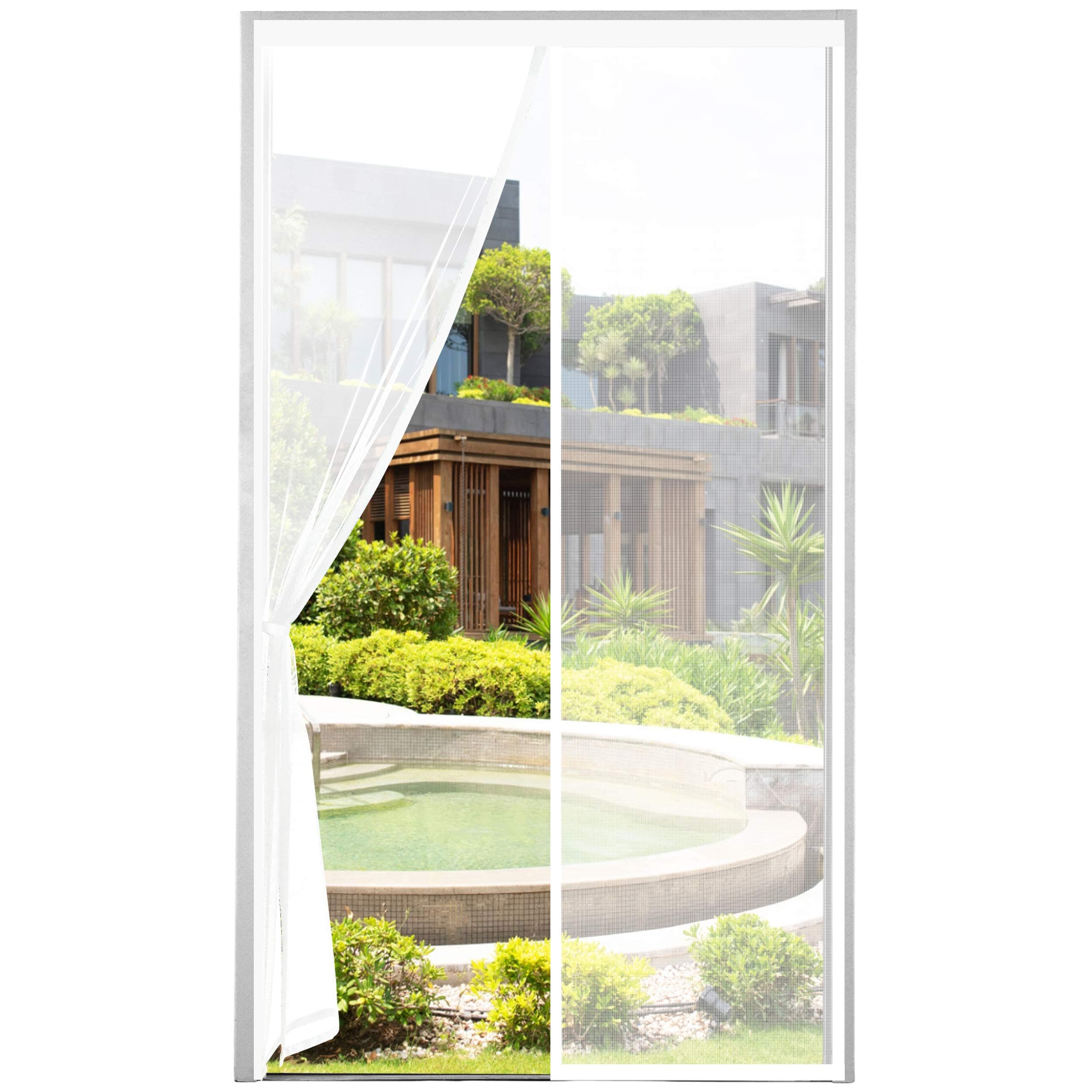 Moustiquaire épaisse, rideau magnétique, pour porte de balcon, de cave et de terrasse, blanc, 120 x 220 cm
