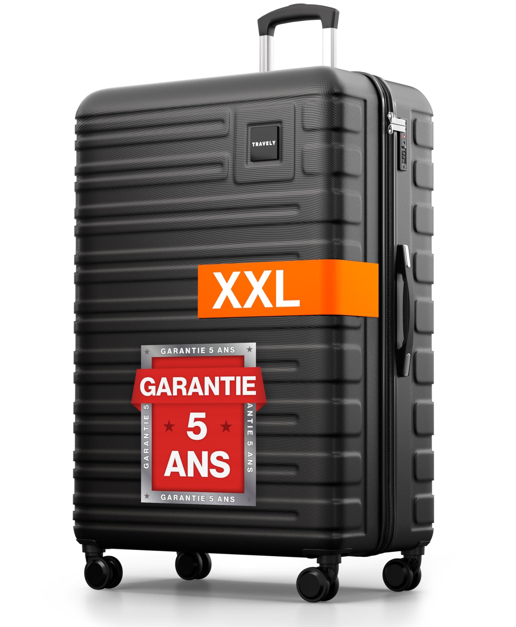 Travely Valise Taille XXL, 87 cm, Volume intérieur 150 L, Valise à Coque Rigide très Robuste avec roulettes Souples et Serrure TSA, Valises, Valises à roulettes