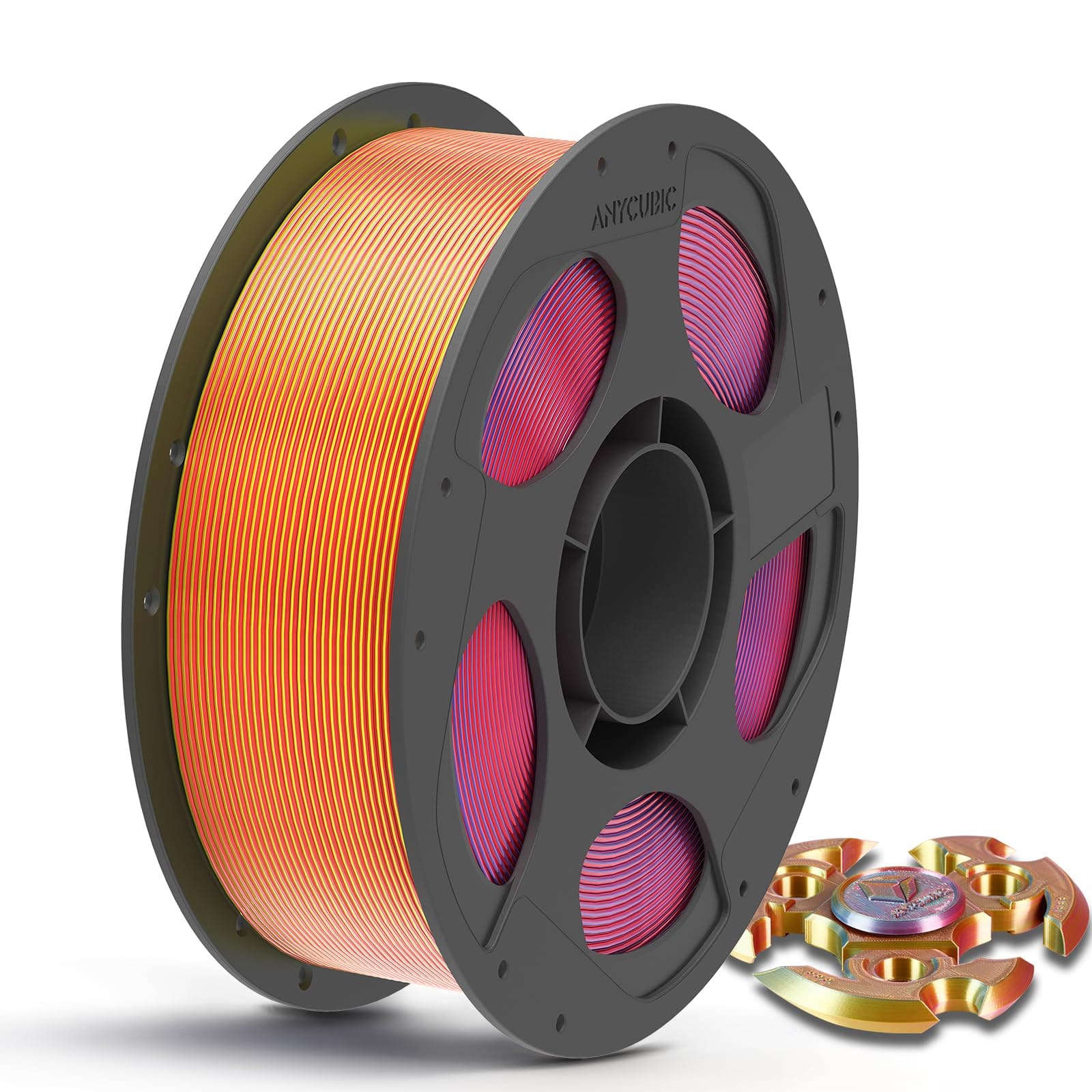 ANYCUBIC Silk PLA Filament, Tri Color Seide Filament 1,75mm, Kontrollierbarer Glanz 3D Drucker Filament, Seidentexturen Prächtige Farbe 1KG Silk Rot Blau Gelb