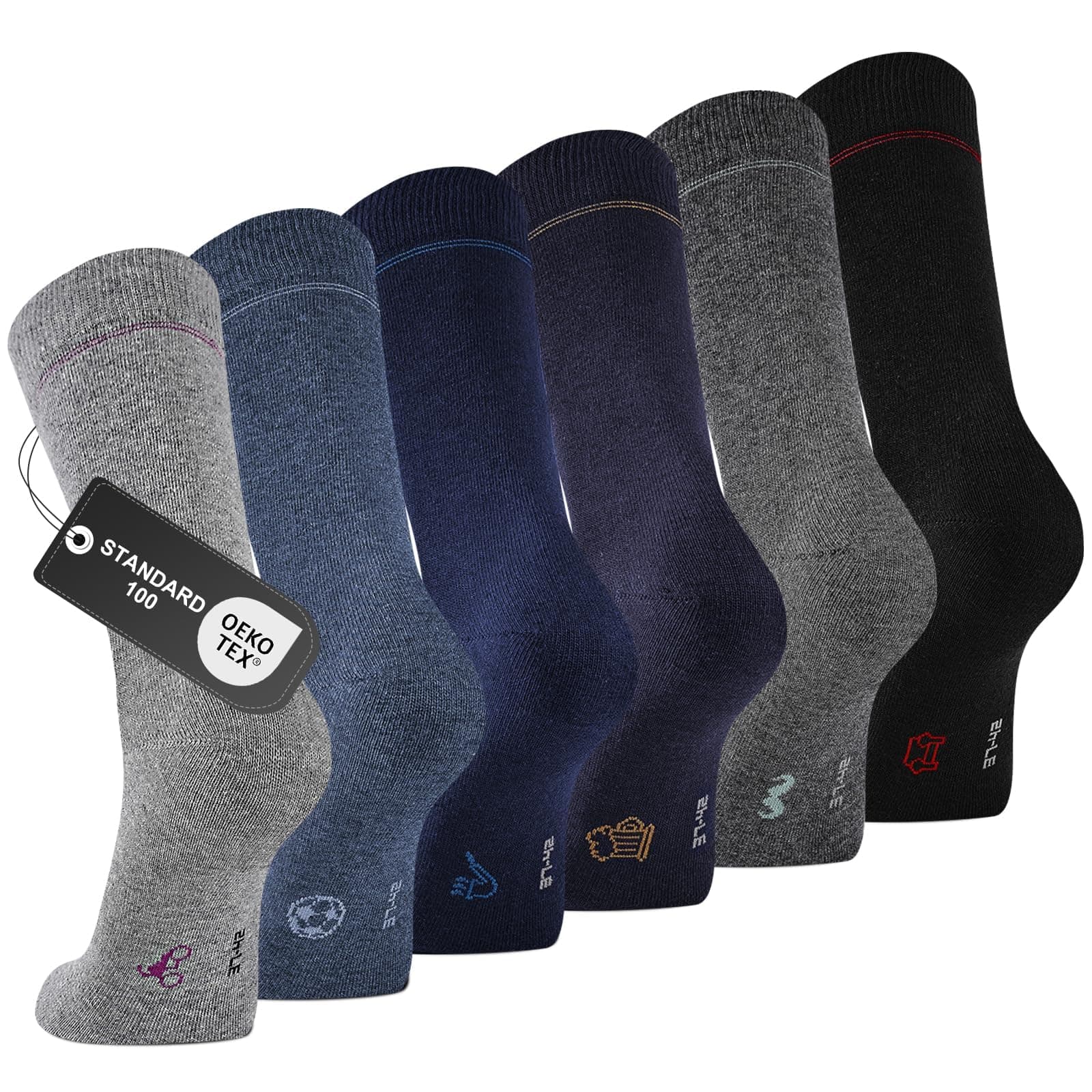 Effeet Lot de 6 Paires de Chaussettes Pour Homme D'affaires en Coton Respirant Sans Coutures Pressantes Avec Boîte Cadeau, Chaussettes Pour Les Jours et Les Loisirs, Cadeaux Pour Homme