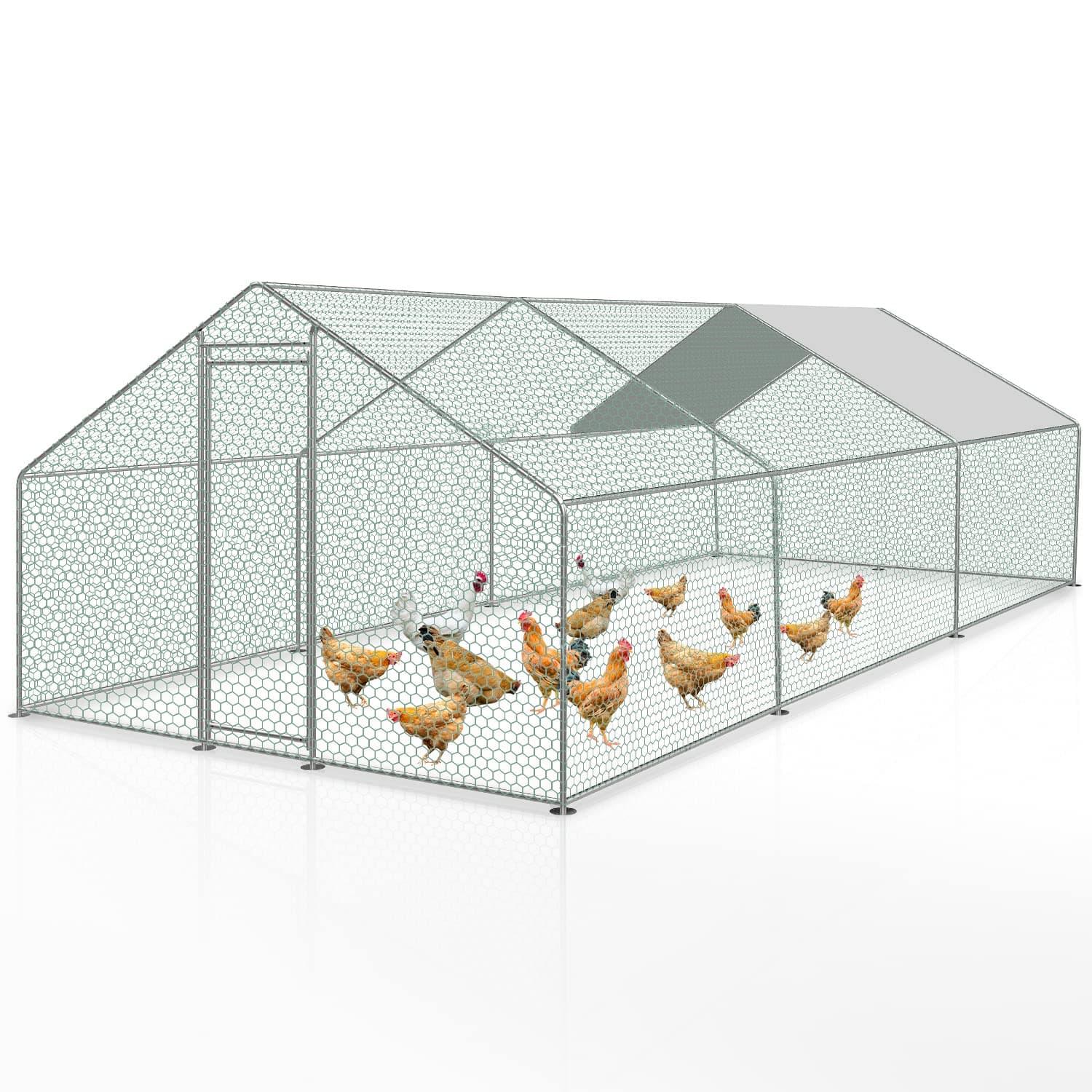 Joparri gallinero con Cerradura, 3x6x2m Acero galvanizado para Aves de Corral al Aire Libre, Jaula de Pollo y Pájaros