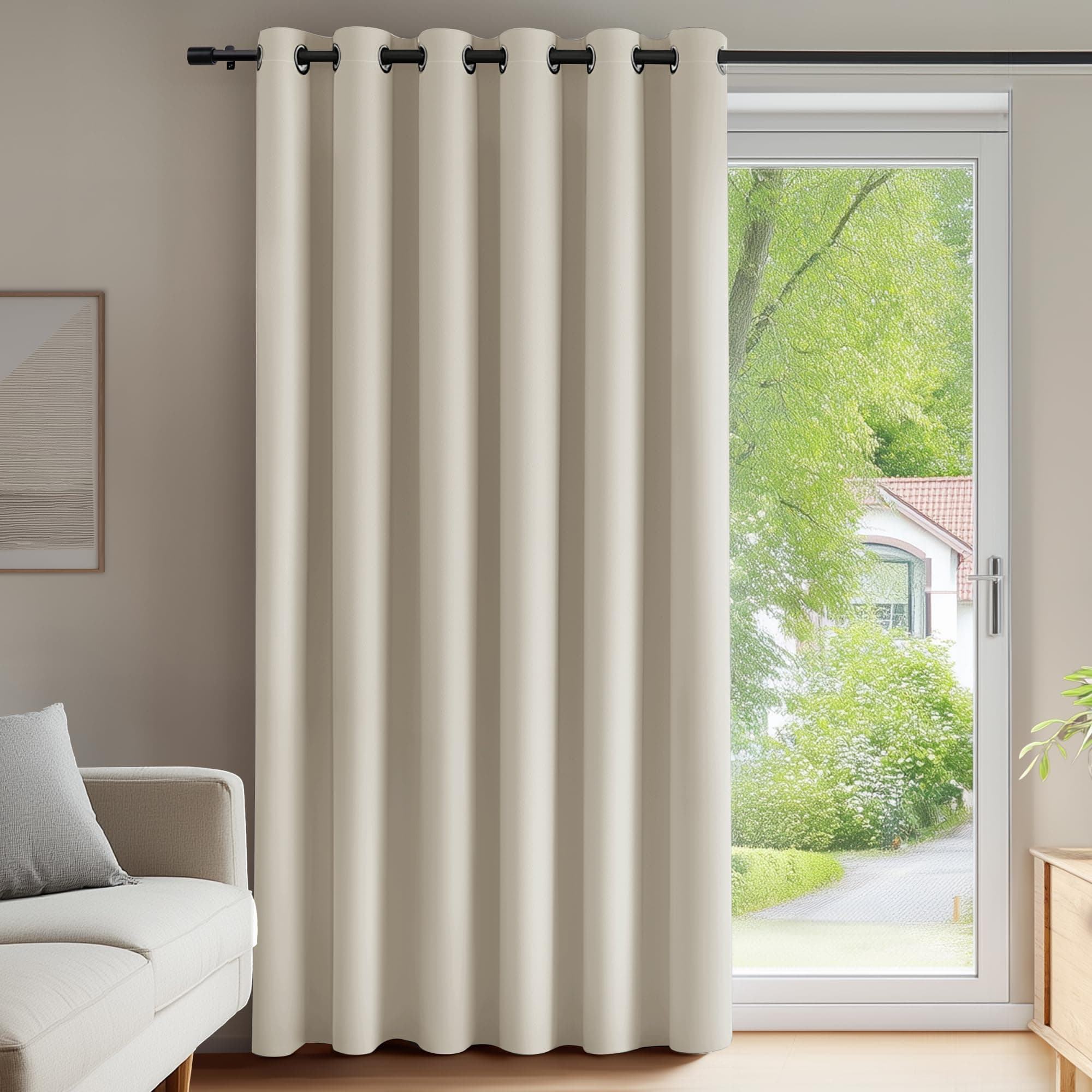Deconovo Tenda Oscurante da Interno, Termica Isolante, Anti-Rumore, con Anelli, Ideale per Camera da Letto e Soggiorno, 200x245 CM, Beige Chiaro 1 Pezzo