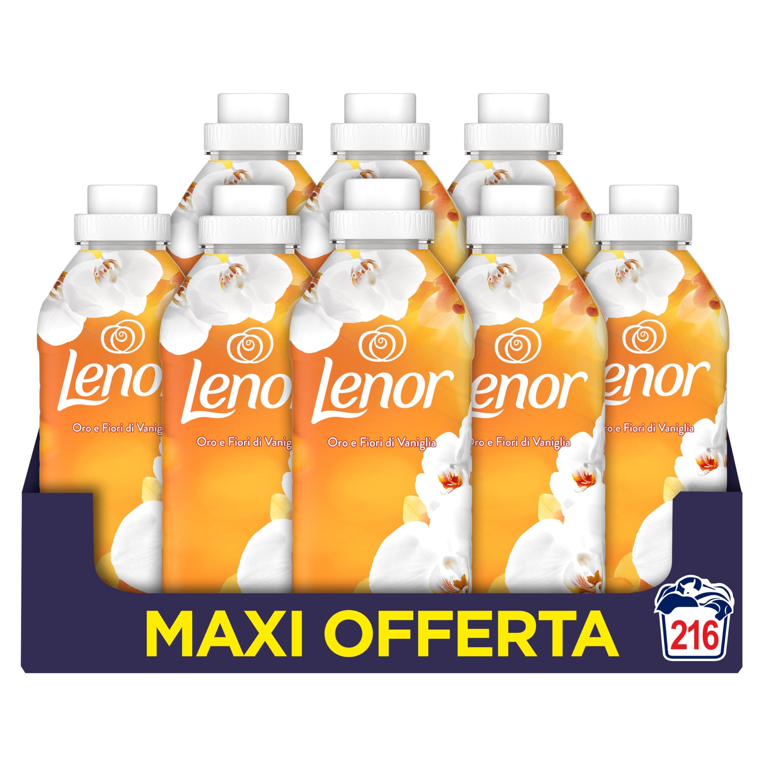 Lenor Ammorbidente Lavatrice Concentrato 216 Lavaggi (8x27), Oro E Fiori Di Vaniglia, Offre Una Freschezza Duratura Per Un Letto Fresco Fino A 1 Settimana