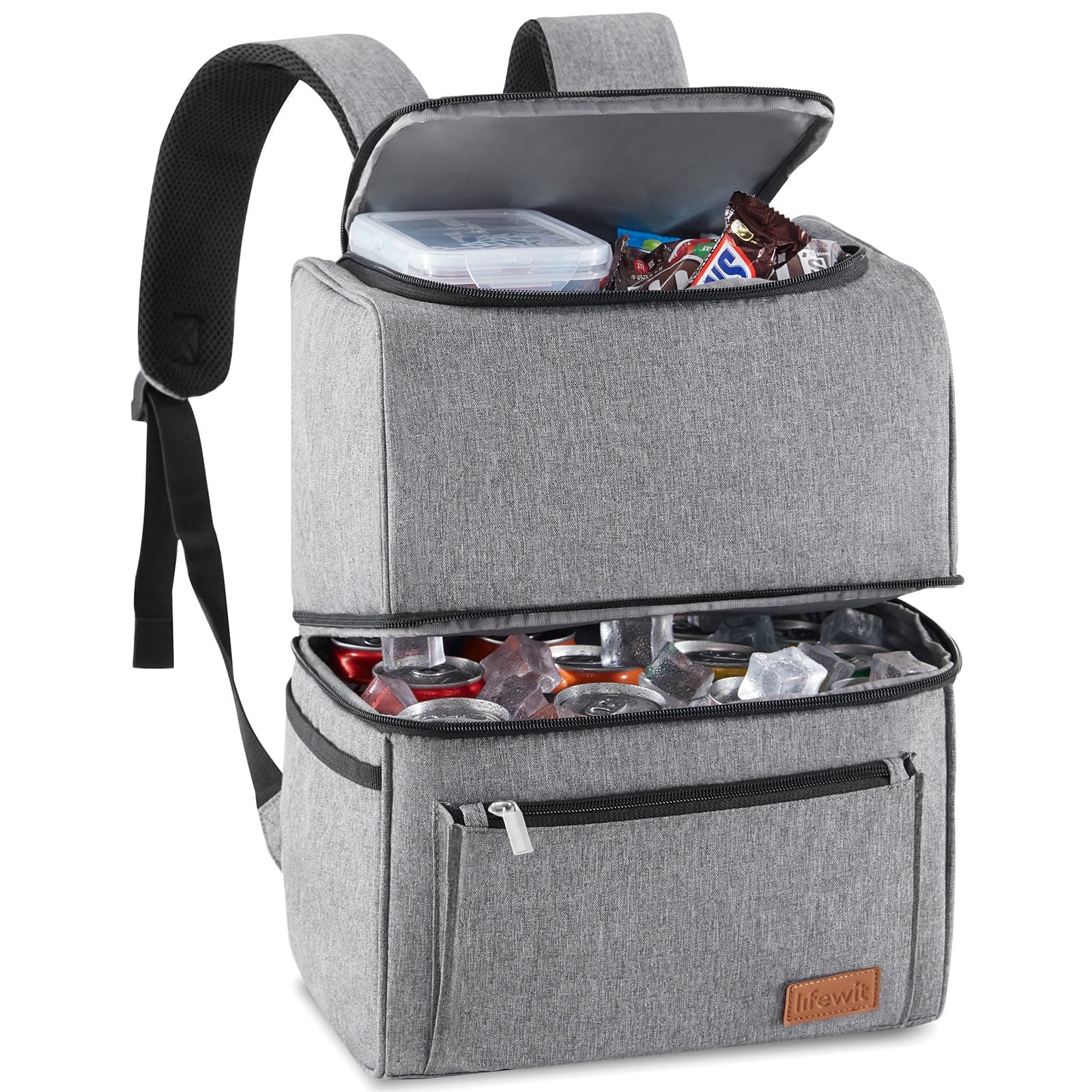 Lifewit Zaino Termico, Borsa Frigo Zaino Grande, Zaino porta Pranzo Doppio Strato a Tenuta Stagna, Zaini da Picnic Portatile per Ufficio, Spiaggia, Campeggio, Viaggio, Grigio, 21L