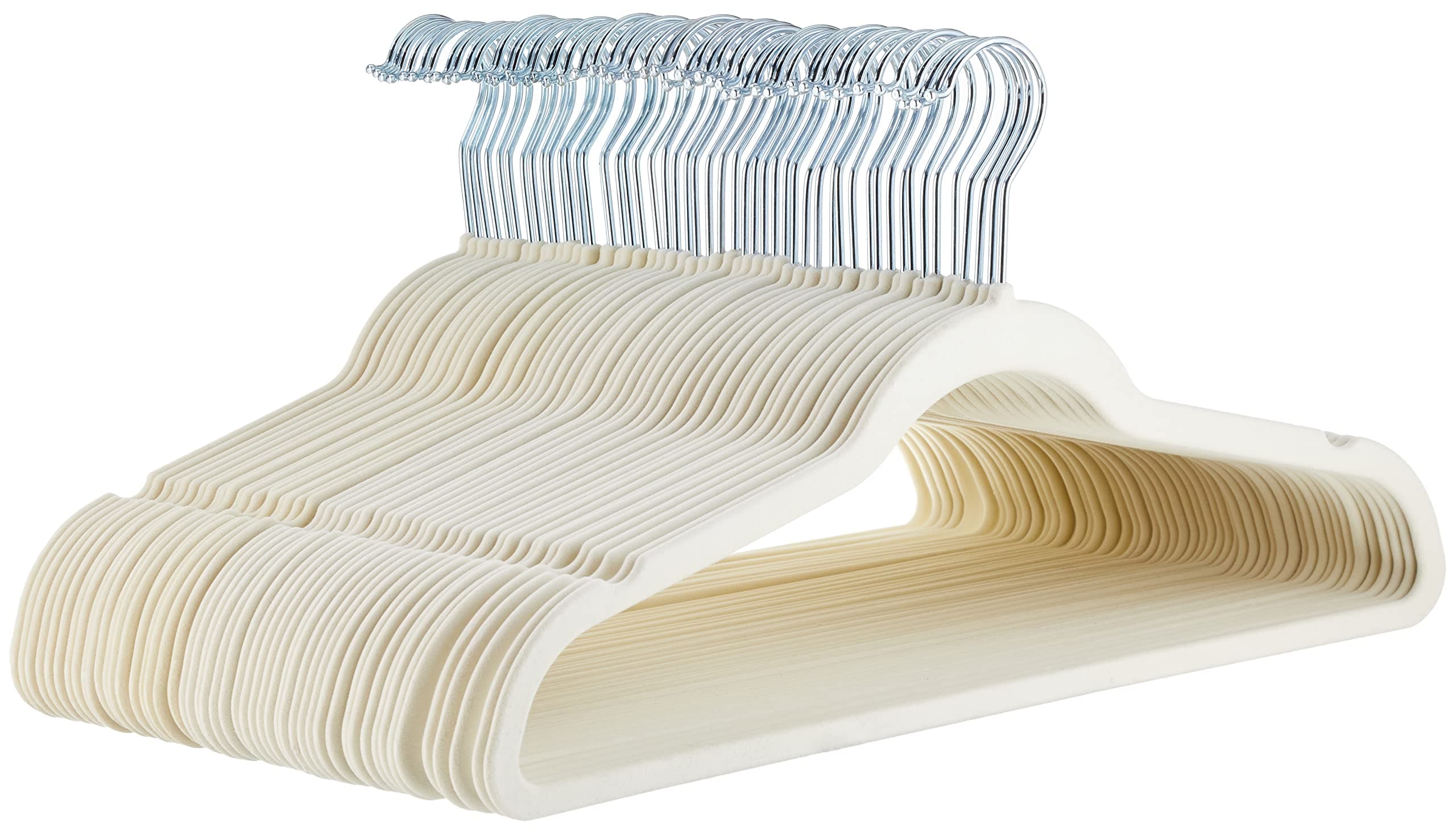 Amazon Basics Perchas de Terciopelo para Trajes - Paquete de 50, Marfil